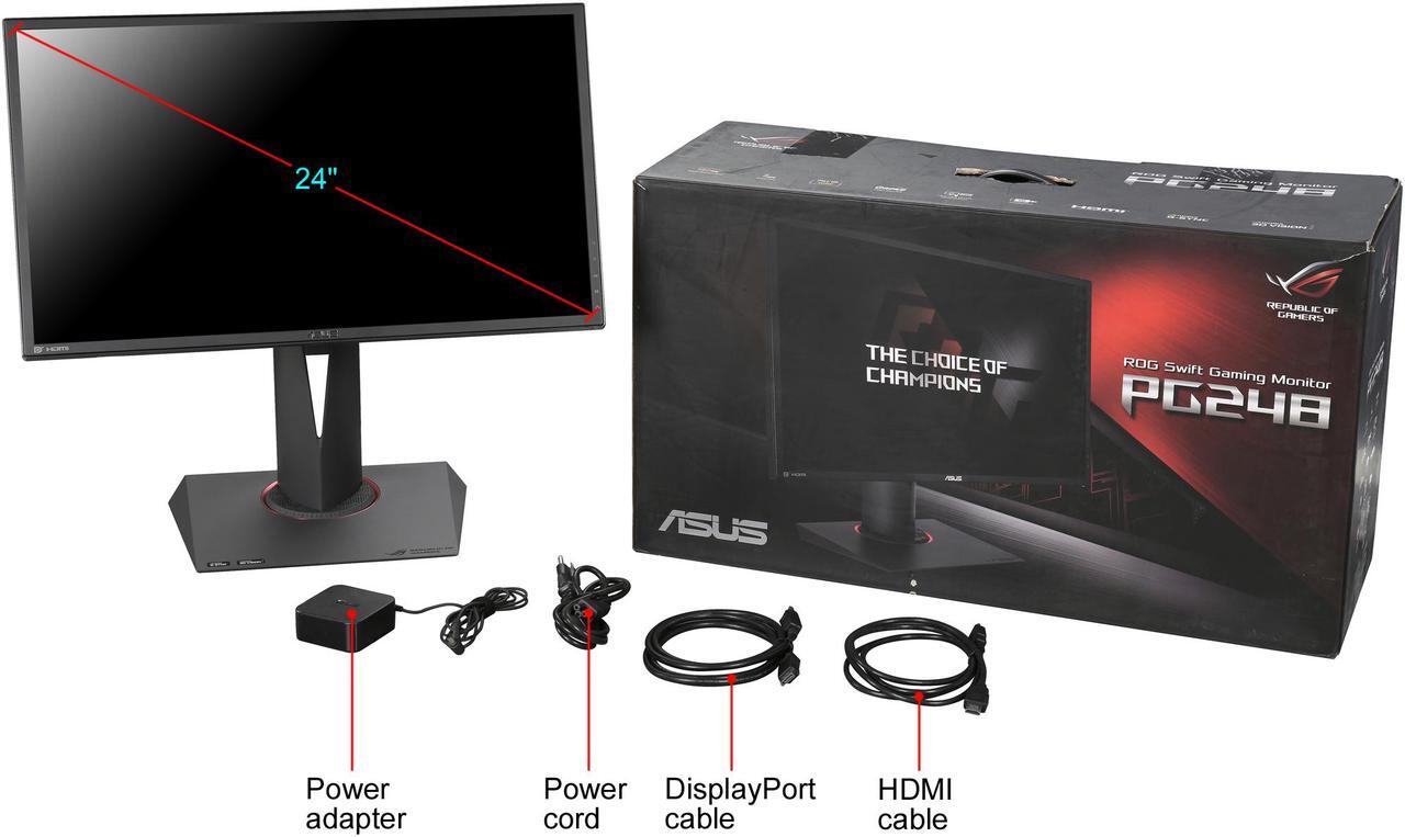 Alt view image 12 of 11 - Asus ROG SWIFT PG248Q 24" 3D LED HD GSync Monitor