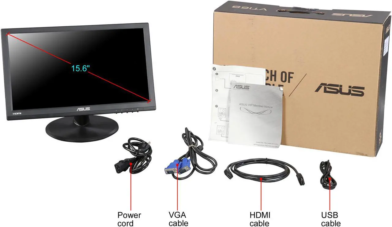 Alt view image 5 of 9 - ASUS VT168H Black 15.6" Widescreen Touch Monitor, 10-Point Touch Capacity, VESA Mountable, HDMI, VGA