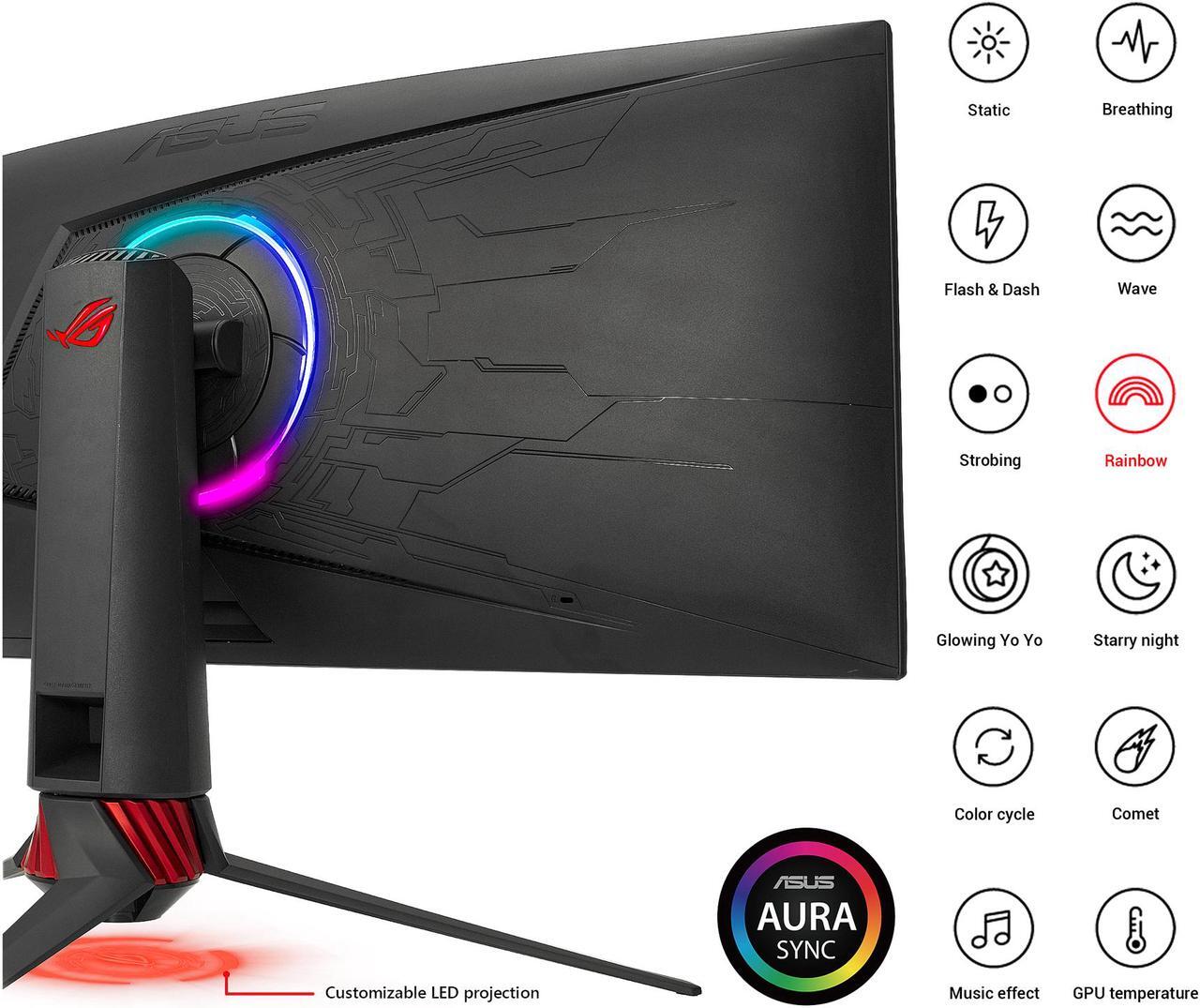 Alt view image 4 of 7 - ASUS ROG Strix XG35VQ 35" UWQHD 3440 x 1440 100Hz 1ms Adaptive/FreeSync WideScreen LED Backlit Curved Gaming Monitor with Aura RGB Lighting, Swift and Height Adjustable