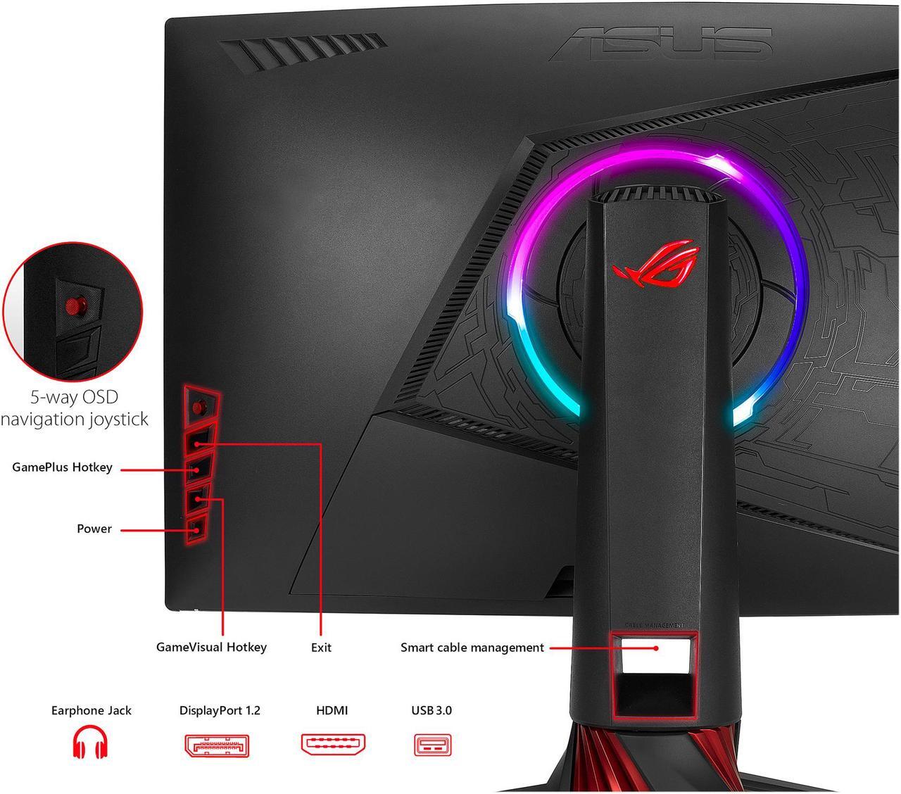 Alt view image 6 of 7 - ASUS ROG Strix XG35VQ 35" UWQHD 3440 x 1440 100Hz 1ms Adaptive/FreeSync WideScreen LED Backlit Curved Gaming Monitor with Aura RGB Lighting, Swift and Height Adjustable