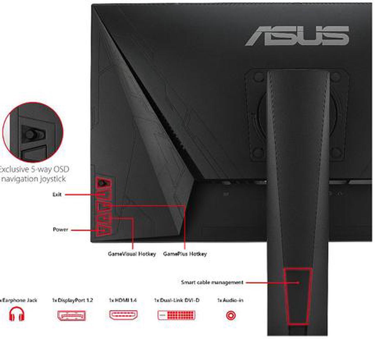 Alt view image 6 of 6 - ASUS VG258Q 24.5" Full HD 1080p 144Hz 1ms Eye Care G-SYNC Compatible FreeSync Gaming Monitor with DP HDMI DVI