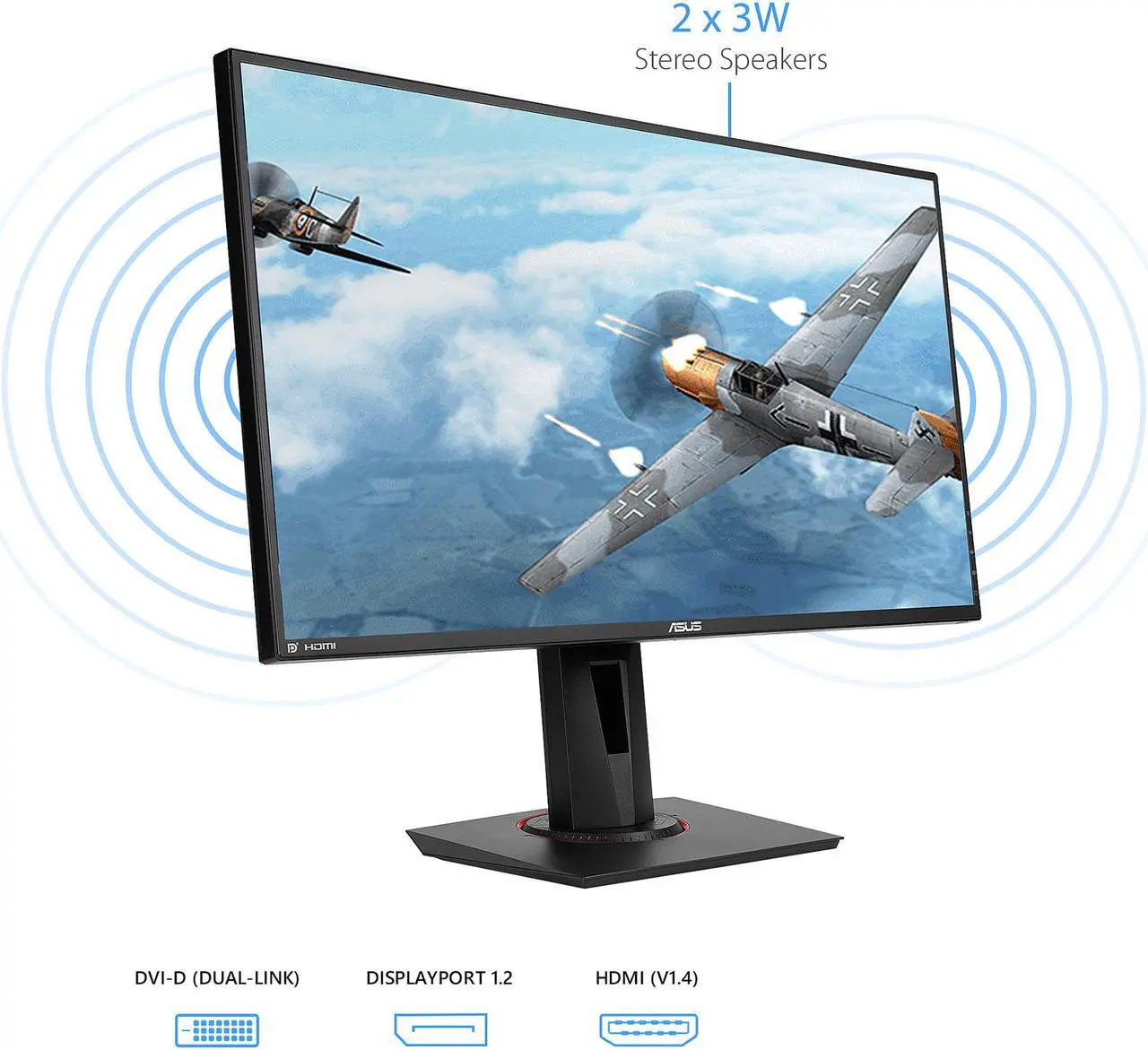 Alt view image 4 of 6 - ASUS VG279Q 27" Full HD 1920 x 1080 1ms MPRT 144 Hz DVI, HDMI, DisplayPort FreeSync (AMD Adaptive Sync) Built-in Speakers Height Adjustable Gaming Monitor