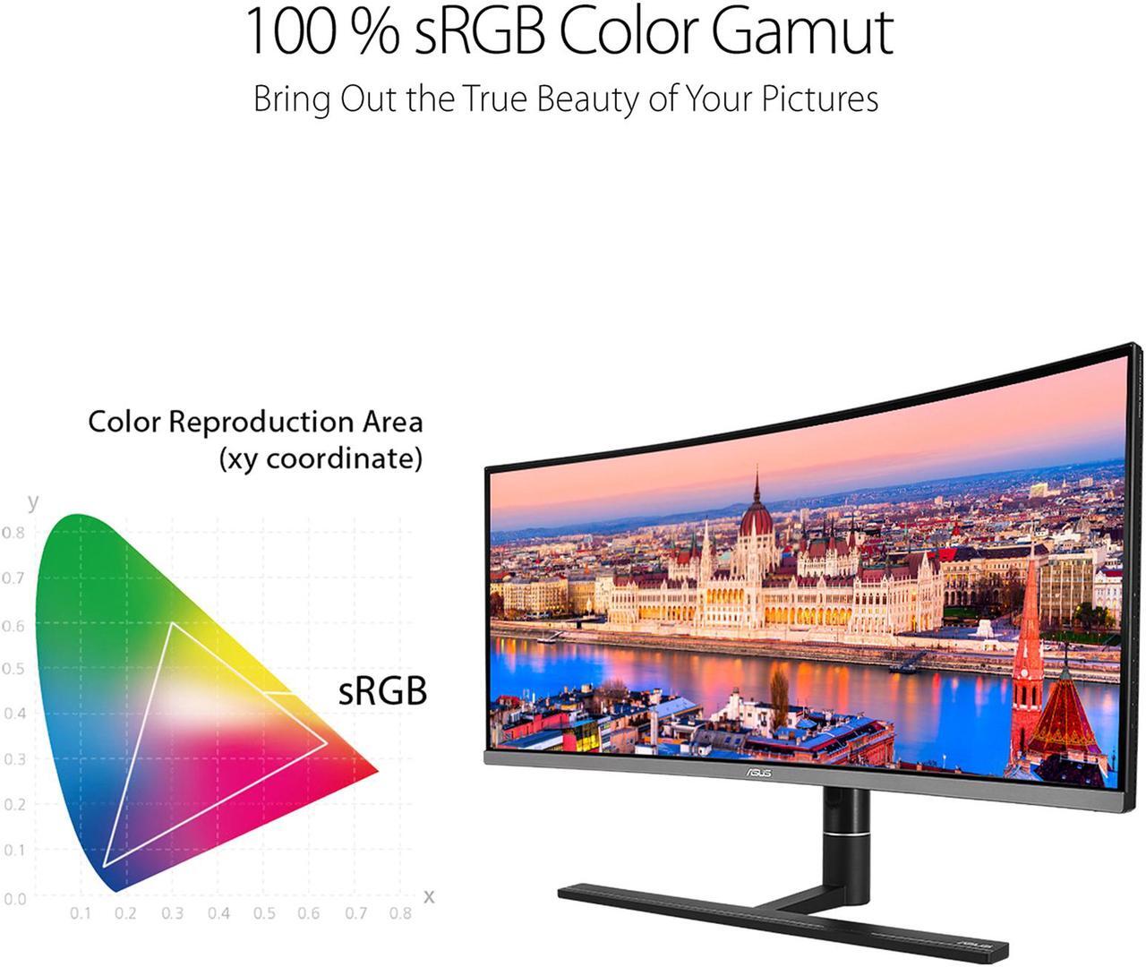 Alt view image 2 of 6 - ASUS ProArt PA34VC 34" Curved Monitor UWQHD 100Hz HDR-10 IPS Eye Care, Thunderbolt 3, DisplayPort 1.2, HDMI 2.0b