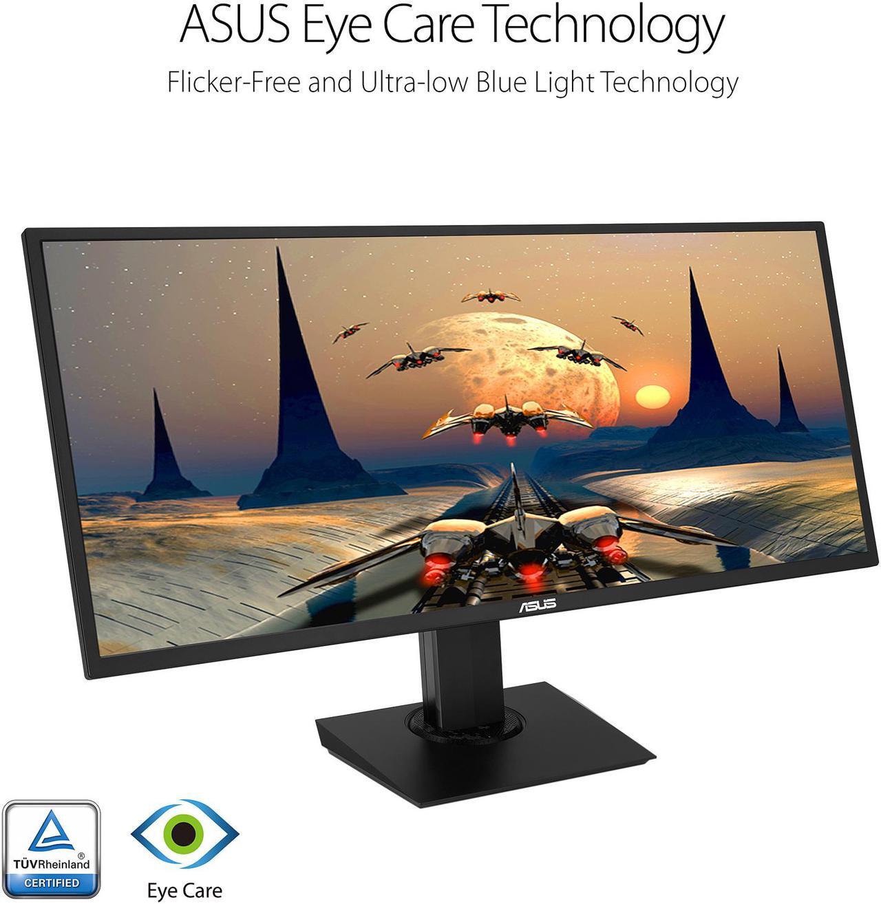 Alt view image 4 of 7 - ASUS VP348QGL 34" Quad HD 3440 x 1440 75Hz 2xHDMI DisplayPort Adaptive-SYNC/FreeSync HDR-10 Blue Light Filter Flicker Free Asus Eye Care Built-in Speakers Ultra Wide Backlit LED Gaming Monitor