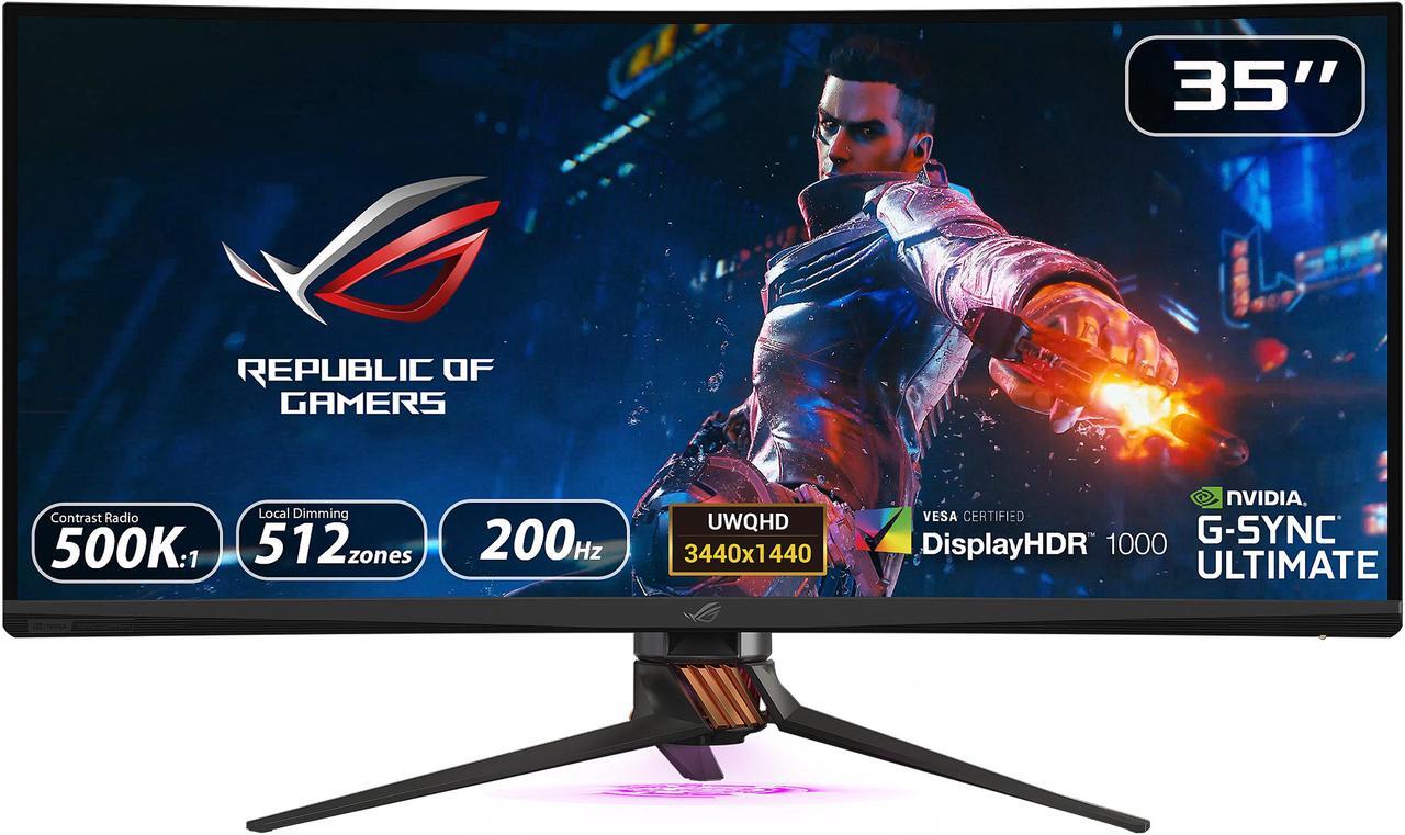 Main image of ASUS ROG Swift PG35VQ 35" 21:9 Ultra-WQHD 3440 x 1440 2K Resolution 200Hz HDMI, DisplayPort NVIDIA G-SYNC HDR-10 Flicker-Free Low Blue Light LED Backlit Curved Gaming Monitor