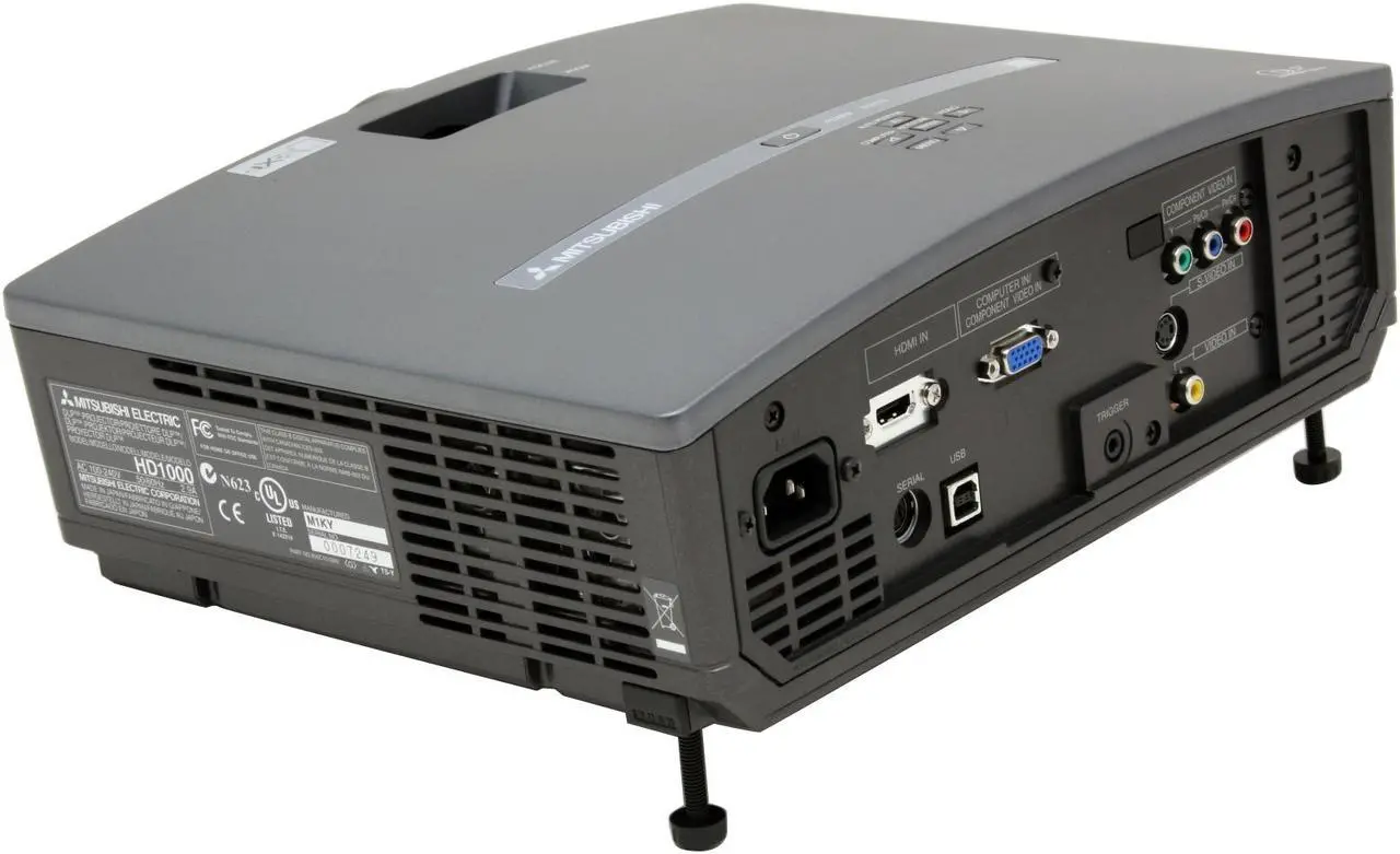 Alt view image 6 of 20 - MITSUBISHI HD1000 DLP 720p Home Theater Projector w/ 106" Fixed Frame Screen, celling mount, 30" HDMI & 25" component cables