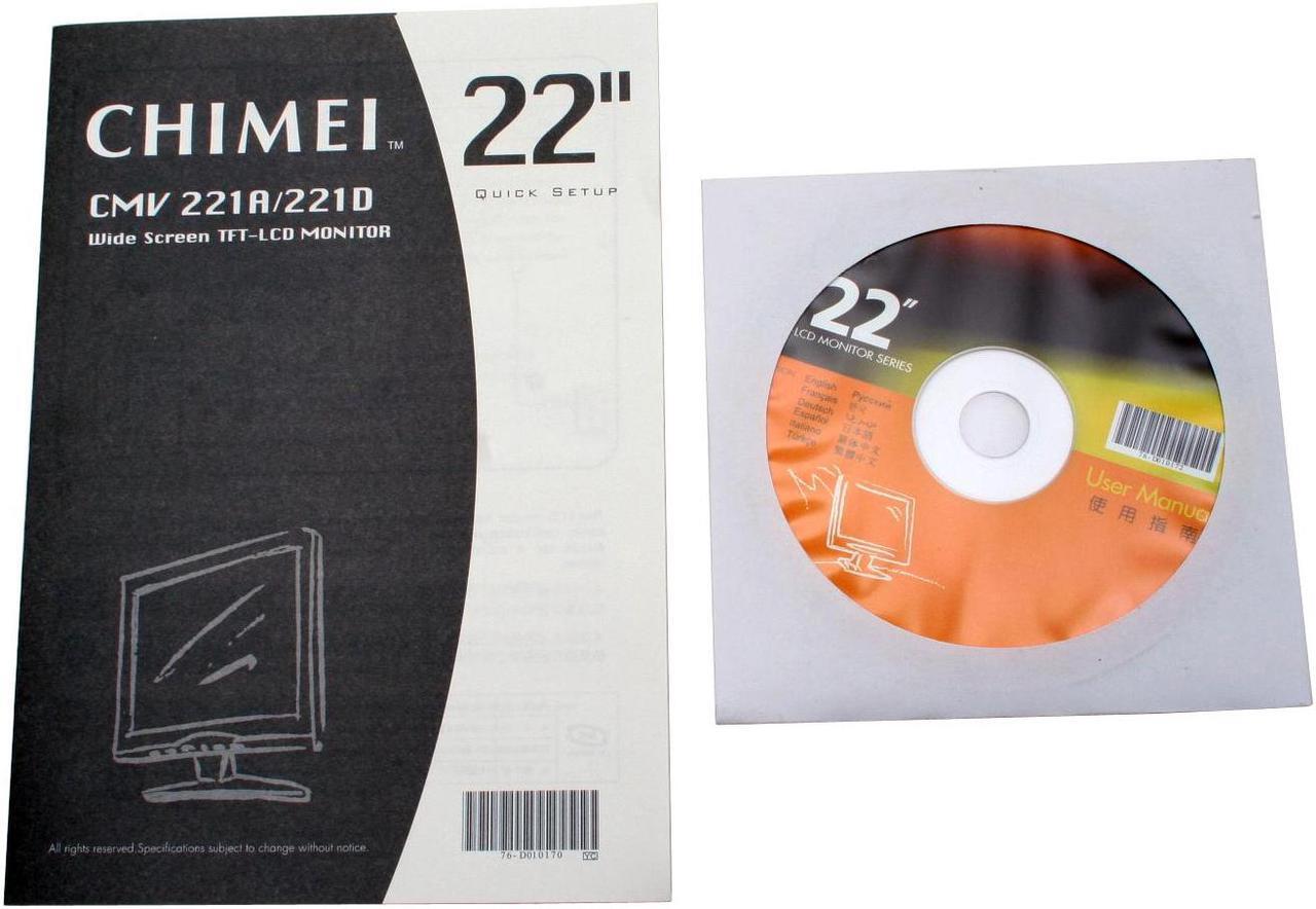 Alt view image 11 of 12 - CHIMEI CMV 221D Black 22" 5ms DVI Widescreen LCD Monitor 330 cd/m2 800:1