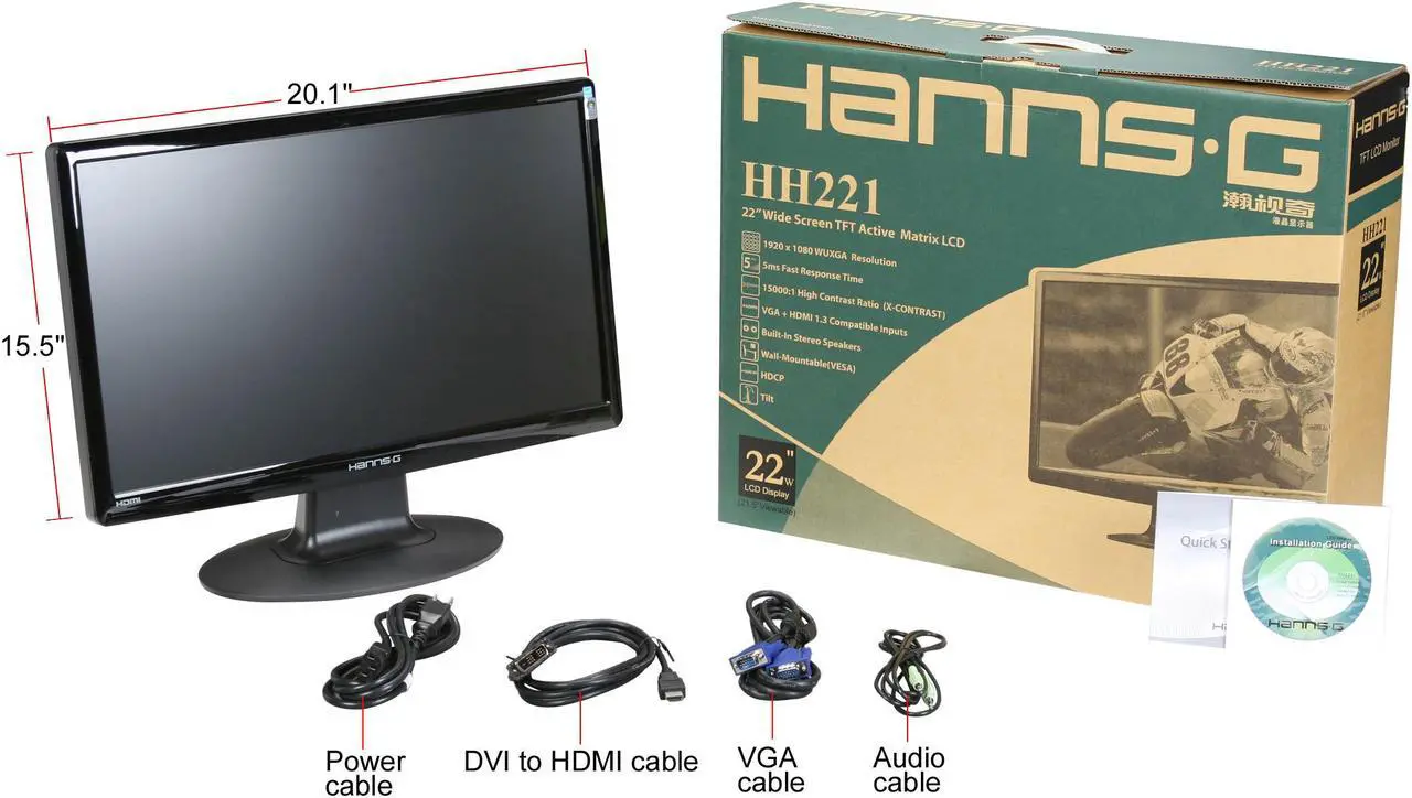 Alt view image 8 of 8 - Hanns-G 21.5" LCD Monitor 5 ms D-Sub, HDMI HH-221HPB