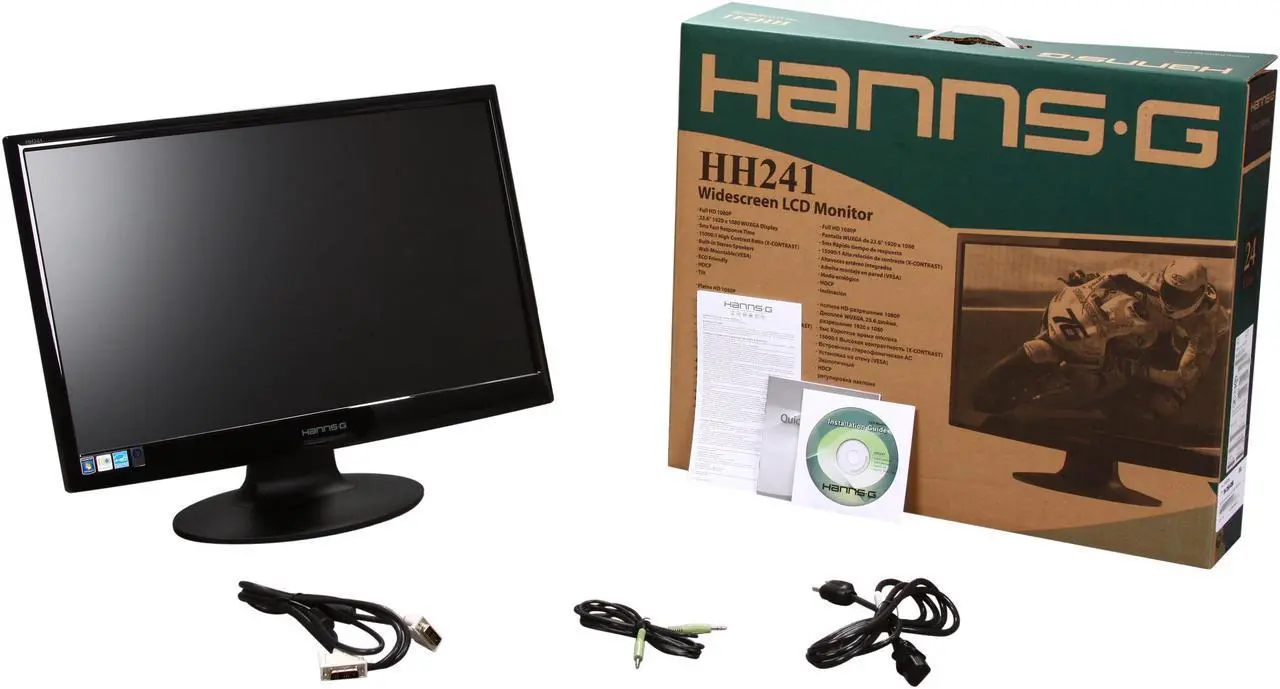 Alt view image 7 of 7 - Hanns·G HH241DPB Black 23.6" 5ms Full HD WideScreen LCD Monitor w/Speakers 300 cd/m2 X-Contrast 15,000:1 / 1000:1 (Typical)