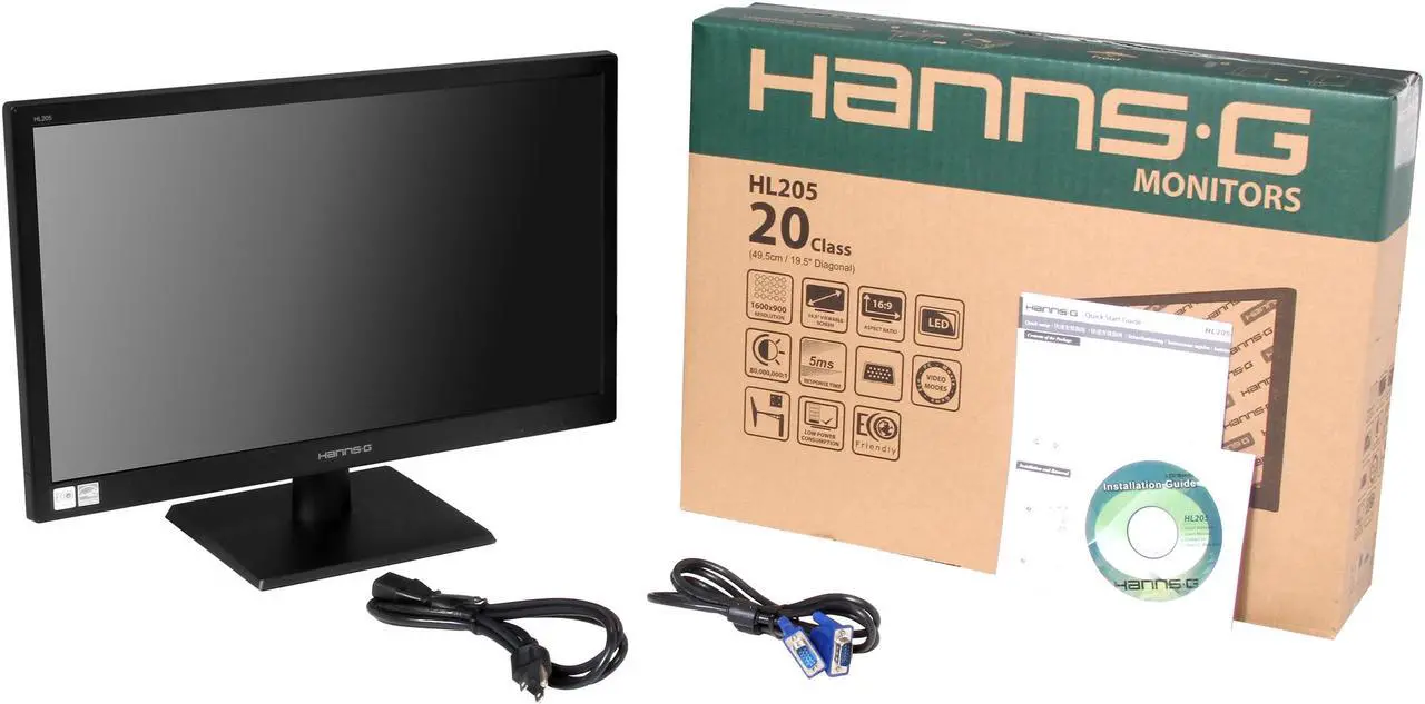 Alt view image 8 of 8 - Hanns-G HL205ABB Black 19.5" 5ms Widescreen LED Backlight LCD Monitor 250 cd/m2 DC 80,000,000:1 (1,000:1)