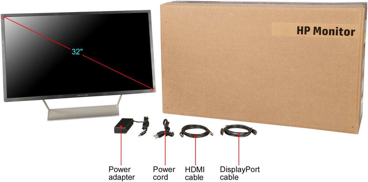 Alt view image 7 of 7 - HP Pavilion 32Q 32" 2560x1440 2K Resolution 60Hz 7ms 2xHDMI DisplayPort Anti-Glare Screen Backlit LED LCD Monitor