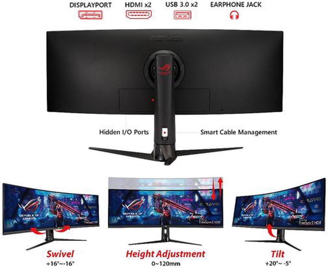 Alt view image 6 of 7 - ASUS ROG Strix XG43VQ 43" 3840 x 1200 1ms MPRT 120 Hz HDMI, DisplayPort Built-in Speakers 1800R Curved Gaming Monitor with FreeSync 2 HDR, DisplayHDR 400, DCI-P3 90%, Shadow Boost