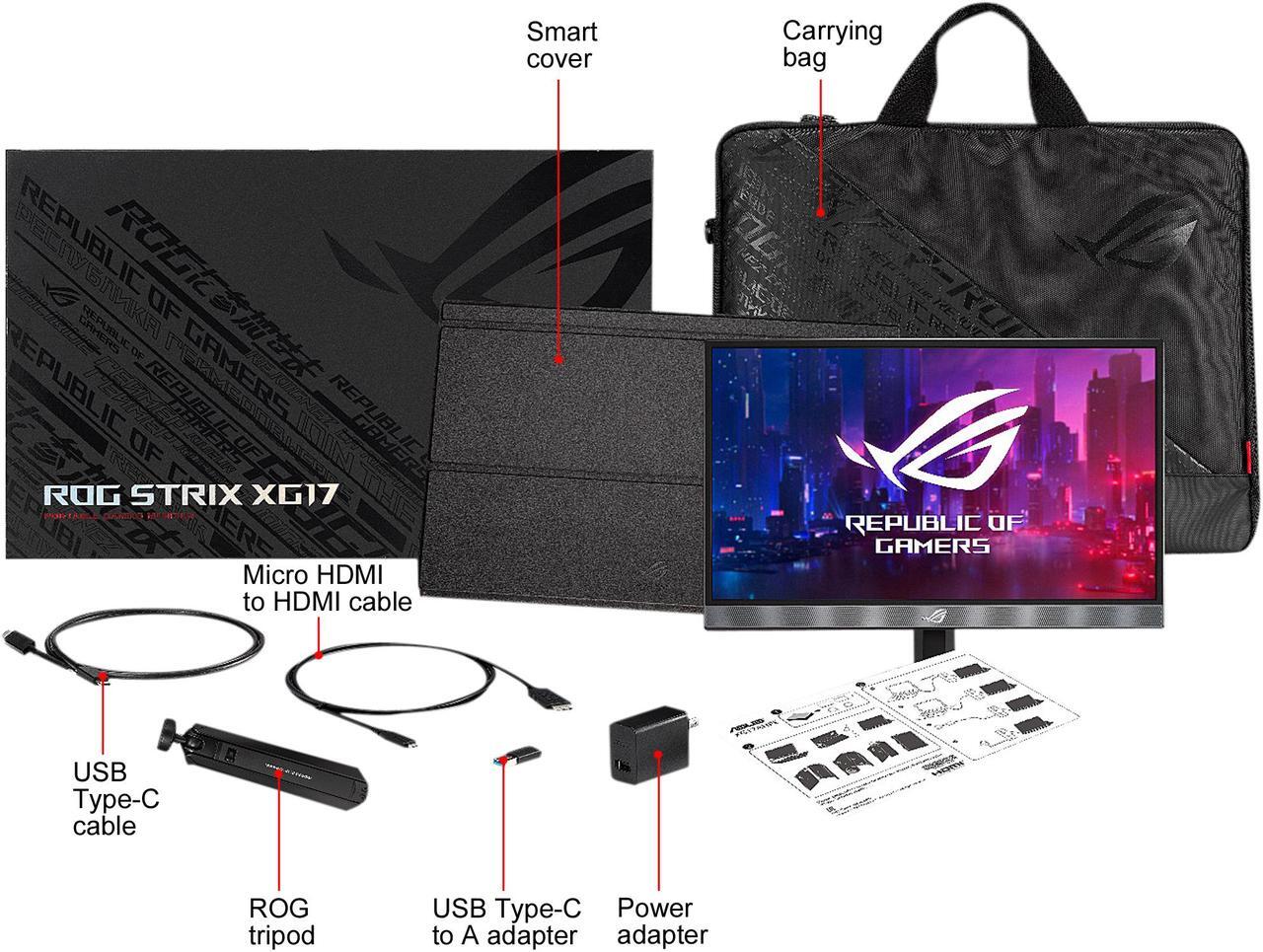 Alt view image 7 of 7 - ASUS ROG Strix (XG17AHP) Black / Silver 17.3" Portable IPS Gaming Monitor 300 cd/m2 1000:1 Built-in Speakers