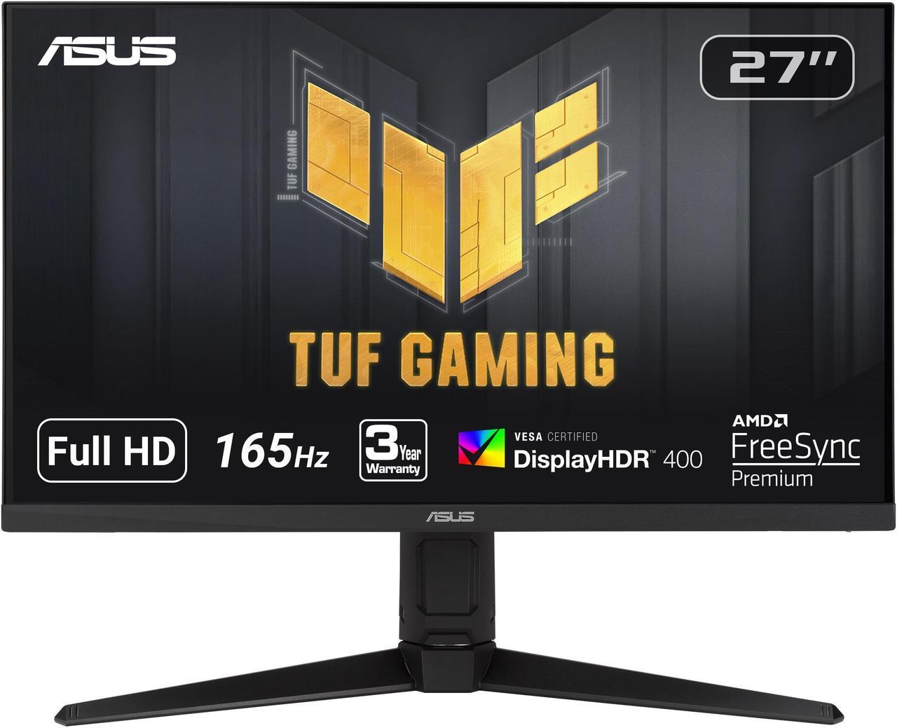 ASUS TUF Gaming VG279QL1A 27" HDR Gaming Monitor, 1080P Full HD, 165Hz (Supports 144Hz), IPS, 1ms, FreeSync Premium, DisplayHDR 400, Extreme Low Motion Blur, Eye Care, 2x HDMI, DisplayPort, Height Adjustable