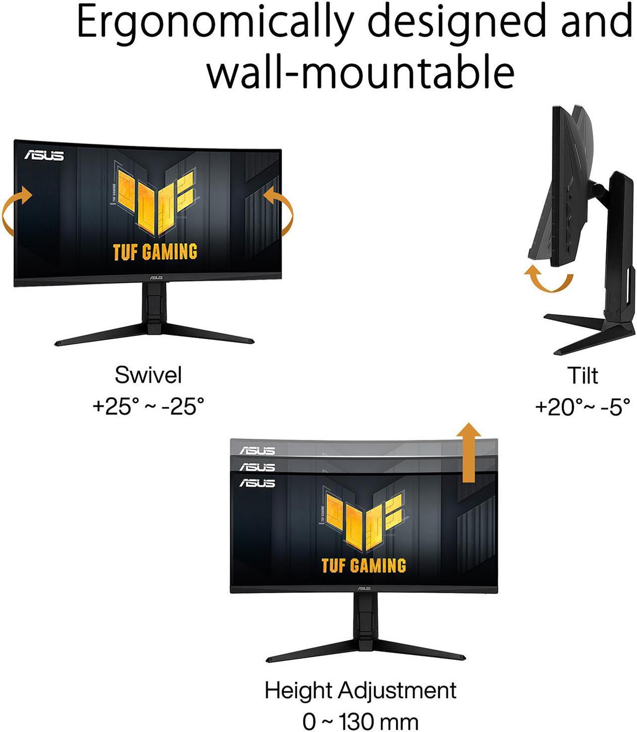 Alt view image 8 of 9 - ASUS TUF Gaming 30" 21:9 1080P Ultrawide Curved HDR Monitor (VG30VQL1A) - WFHD (2560 x 1080), 200Hz (Supports 144Hz), 1ms, Extreme Low Motion Blur, FreeSync Premium, Eye Care, DisplayPort, HDMI