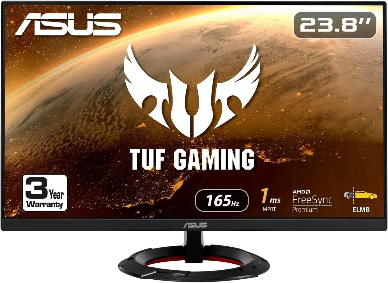 Alt view image 2 of 9 - ASUS TUF Gaming 23.8" 1080P Monitor (VG249Q1R) - Full HD, IPS, 165Hz (Supports 144Hz), 1ms, Extreme Low Motion Blur, Speaker, FreeSync Premium, Shadow Boost, VESA Mountable, DisplayPort, HDMI