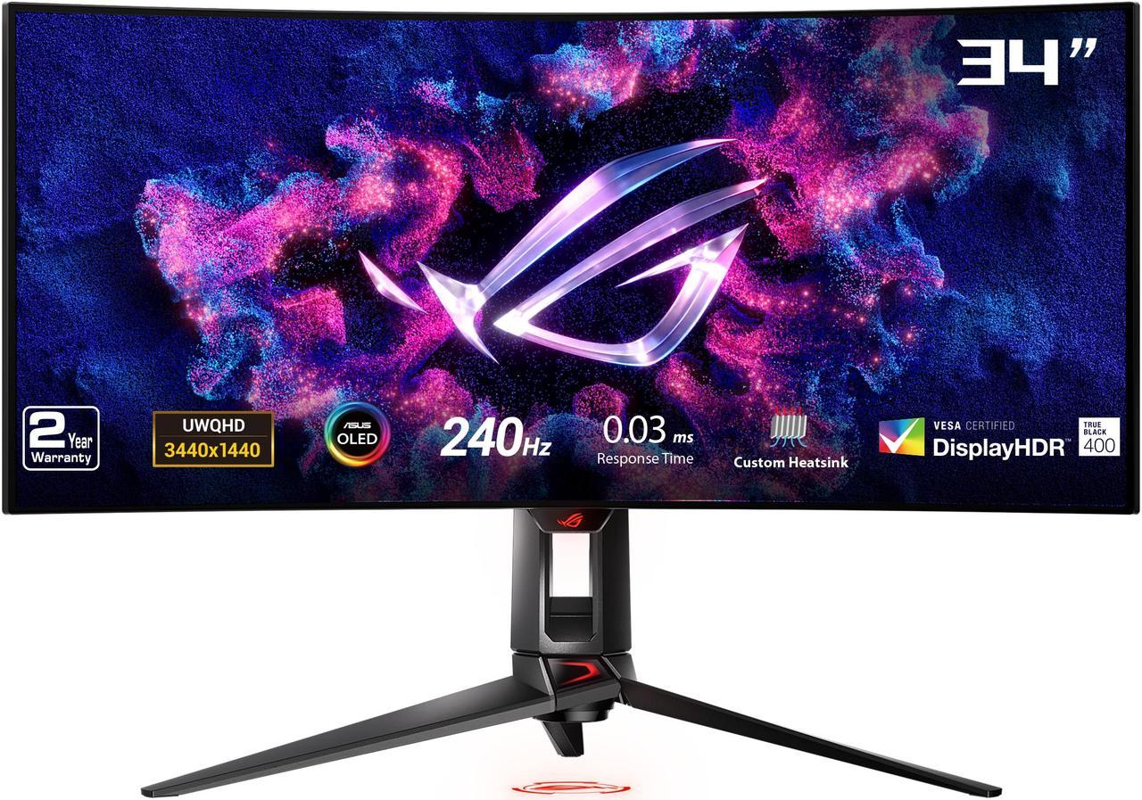 ASUS 34" 240 Hz OLED UWQHD Curved Gaming Monitor NVIDIA G-Sync 3440 x 1440 (2K) DCI-P3 99% sRGB 135% ROG Swift OLED PG34WCDM