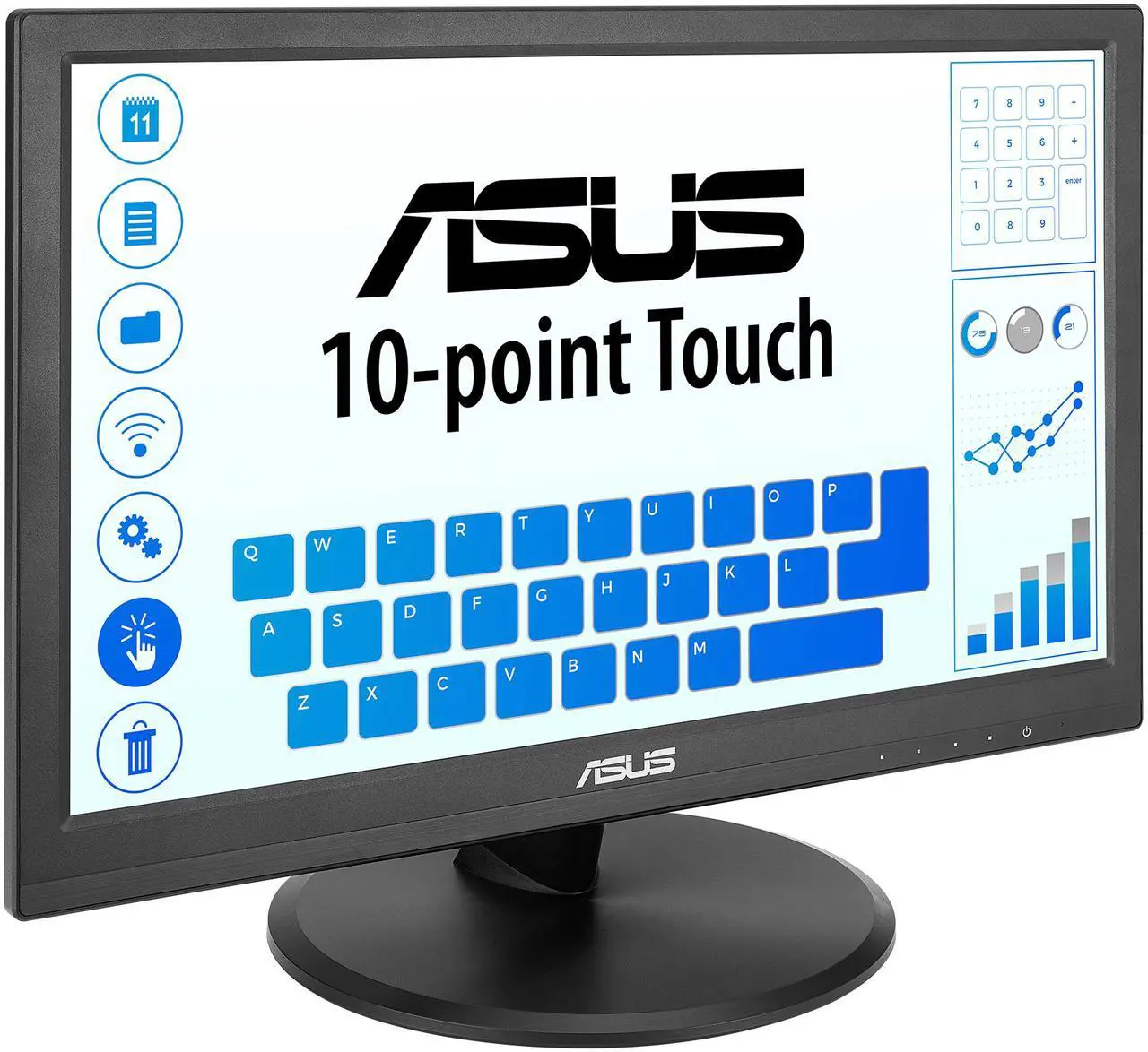 Alt view image 3 of 9 - ASUS 15.6" 1080P Touch Monitor (VT169HE) - Full HD, 10-point Touchscreen, IPS, Wide Viewing Angle, Frameless, Eye Care, Flicker free, Low Blue Light, HDMI, Windows 11 Compliance, VESA Mountable