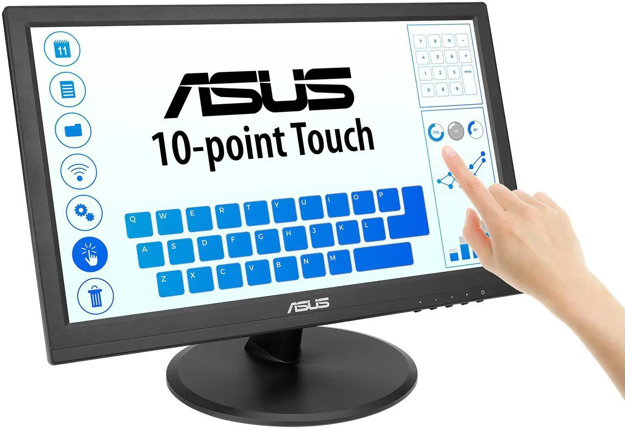 Alt view image 4 of 9 - ASUS 15.6" 1080P Touch Monitor (VT169HE) - Full HD, 10-point Touchscreen, IPS, Wide Viewing Angle, Frameless, Eye Care, Flicker free, Low Blue Light, HDMI, Windows 11 Compliance, VESA Mountable