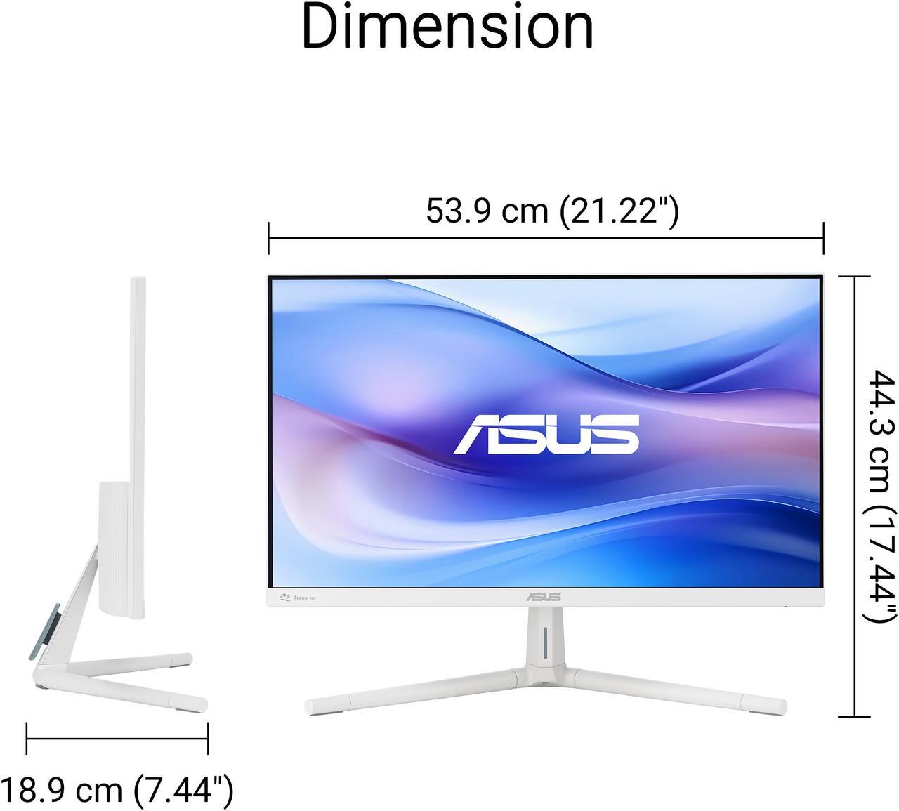 Alt view image 7 of 10 - ASUS VU249HFI-W Eye Care Monitor – 24" (23.8 inch viewable) Full HD (1920 x 1080), IPS, 100Hz, SmoothMotion, Adaptive Sync, Nano-ion, Eye Care Plus technology, Blue Light Filter, Flicker Free