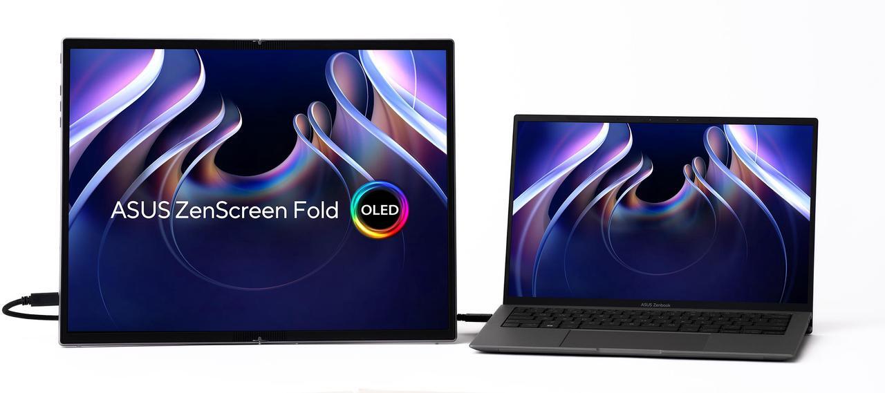 Alt view image 6 of 14 - ASUS ZenScreen Fold OLED 17.3" 1440P USB-C Portable Monitor (MQ17QH - QHD (2560x1920), Water-drop Hinge, DisplayHDR500 True Black, 100% DCI-P3, mini-HDMI, Tripod hole, Kickstand, FSC