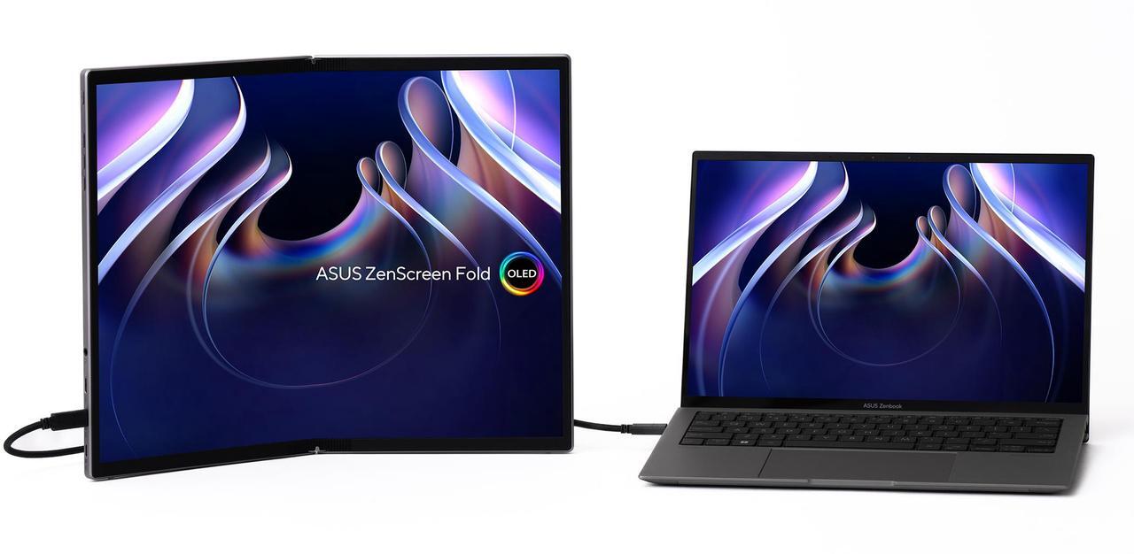 Alt view image 7 of 14 - ASUS ZenScreen Fold OLED 17.3" 1440P USB-C Portable Monitor (MQ17QH - QHD (2560x1920), Water-drop Hinge, DisplayHDR500 True Black, 100% DCI-P3, mini-HDMI, Tripod hole, Kickstand, FSC