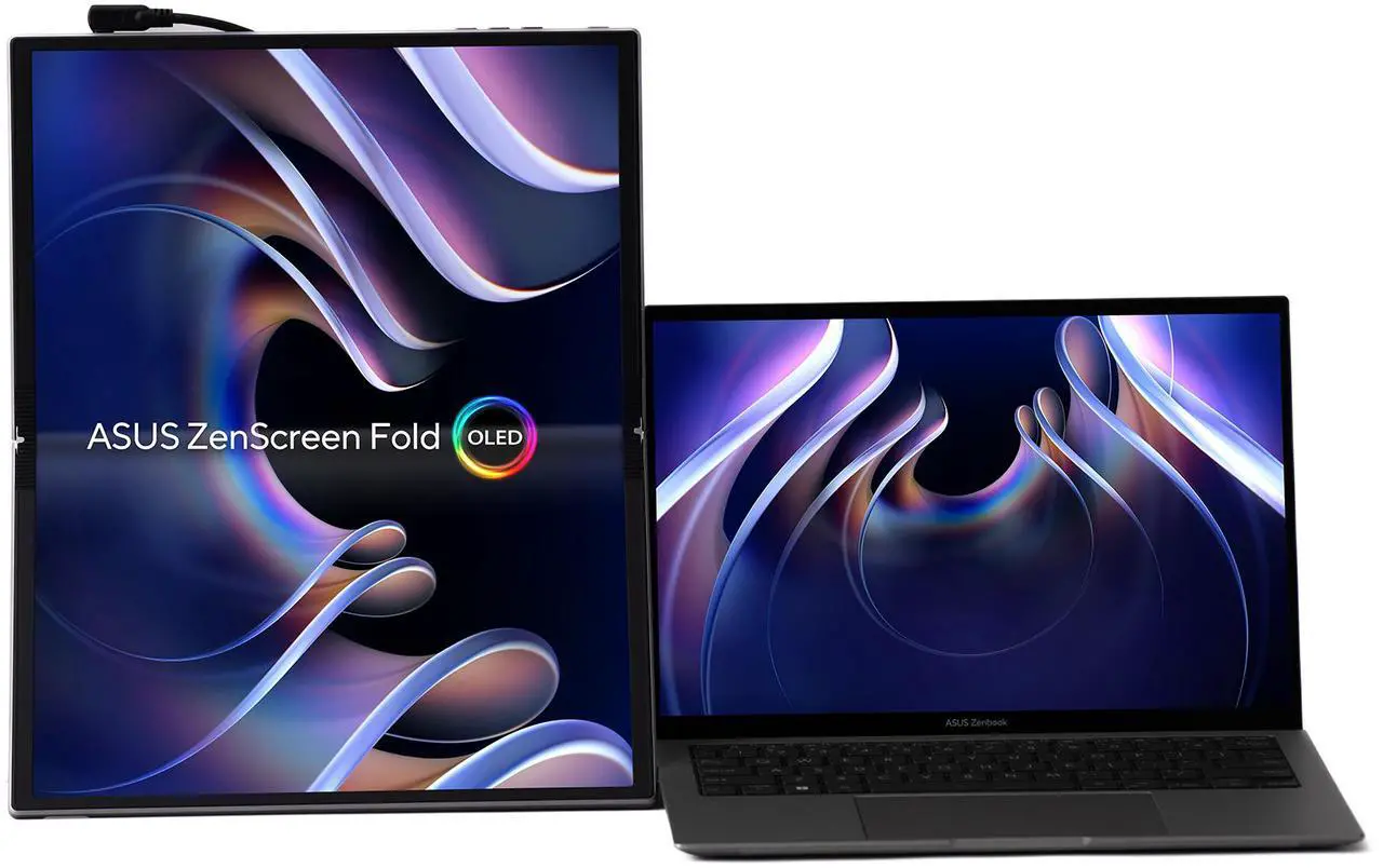 Alt view image 10 of 14 - ASUS ZenScreen Fold OLED 17.3" 1440P USB-C Portable Monitor (MQ17QH - QHD (2560x1920), Water-drop Hinge, DisplayHDR500 True Black, 100% DCI-P3, mini-HDMI, Tripod hole, Kickstand, FSC