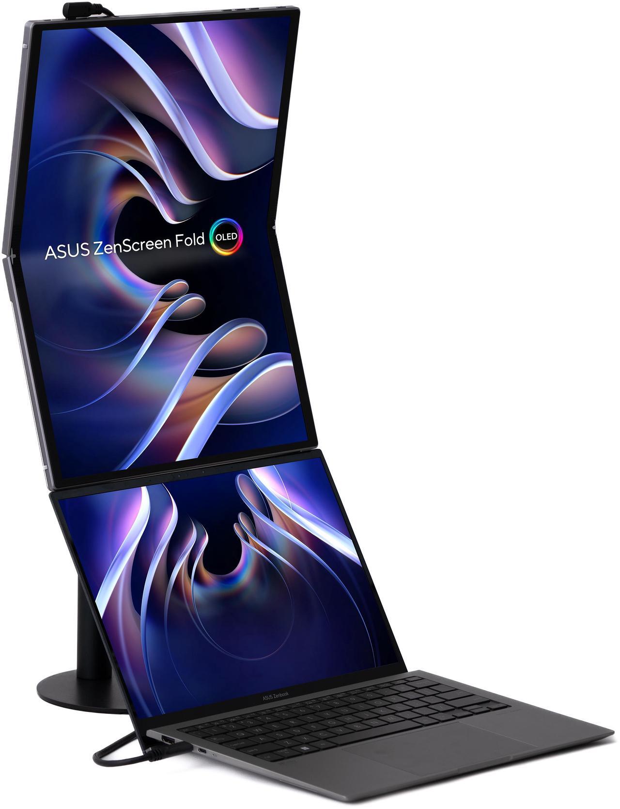 Alt view image 11 of 14 - ASUS ZenScreen Fold OLED 17.3" 1440P USB-C Portable Monitor (MQ17QH - QHD (2560x1920), Water-drop Hinge, DisplayHDR500 True Black, 100% DCI-P3, mini-HDMI, Tripod hole, Kickstand, FSC