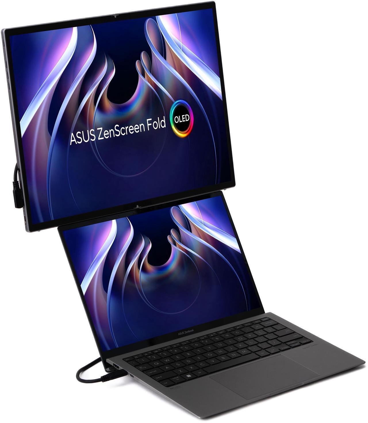 Alt view image 12 of 14 - ASUS ZenScreen Fold OLED 17.3" 1440P USB-C Portable Monitor (MQ17QH - QHD (2560x1920), Water-drop Hinge, DisplayHDR500 True Black, 100% DCI-P3, mini-HDMI, Tripod hole, Kickstand, FSC