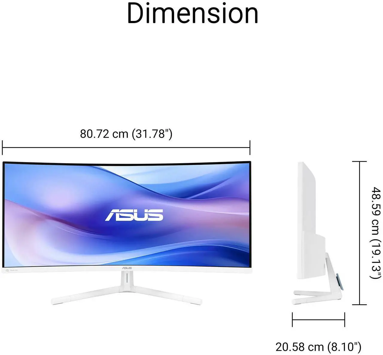 Alt view image 11 of 16 - ASUS 34" Ultra-wide Curved Eye Care Monitor (VU34WCIP-W) - WQHD (3440x1440), 1500R Curvature, Frameless, 100Hz, Nano-ion, SmoothMotion, Eye Care Plus, USB-C PD 65W, Speakers