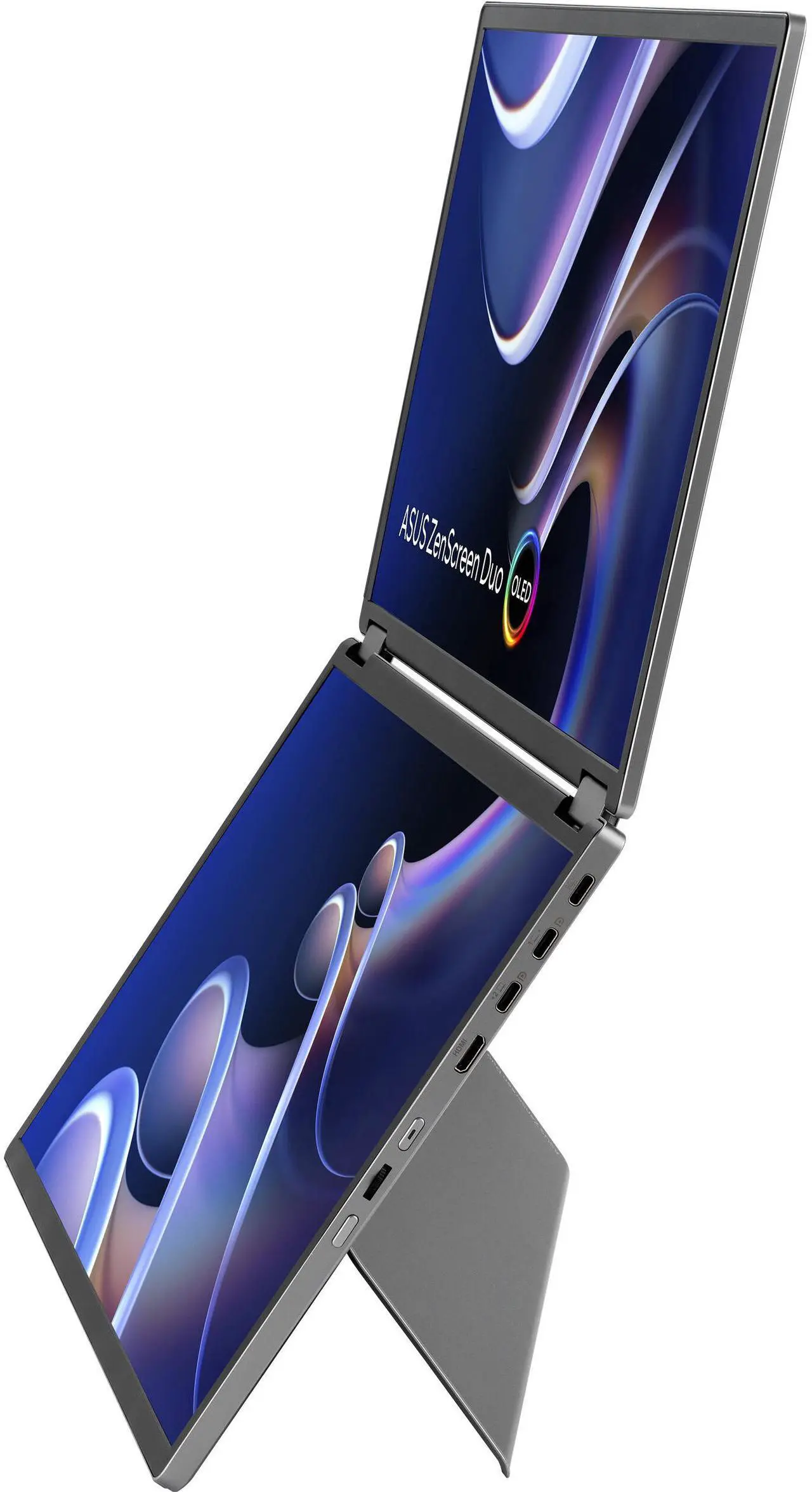 Alt view image 4 of 8 - ASUS ZenScreen Duo OLED 360° Foldable Portable Monitor (MQ149CD) - Dual 14-inch, 16:10, 1920x1200, DisplayHDR400 True Black, 100% DCI-P3, Delta<2, Dual USB-C, Mini-HDMI, Kickstand
