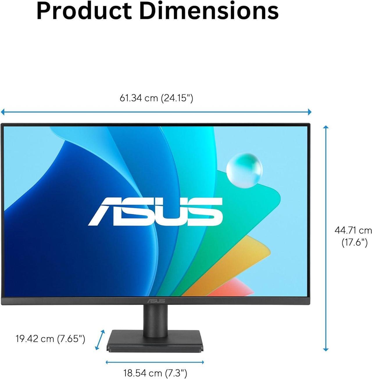 Alt view image 2 of 8 - ASUS 27" 1080P Eye Care Monitor (VA279HG) - IPS, Full HD, 99% sRGB, Frameless, 120Hz, 1ms, Adaptive-Sync, HDMI, VGA, Low Blue Light, Flicker Free, Wall Mountable