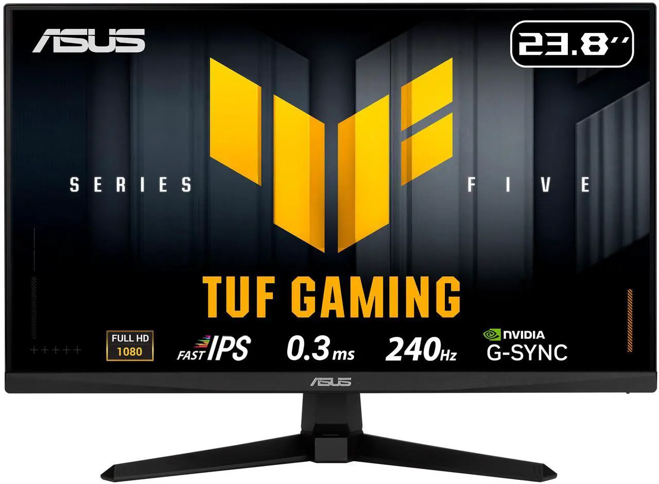 ASUS TUF Gaming 24" (23.8" viewable) Full HD 1080P 240hz Fast IPS with AMD FreeSync Premium & G-Sync Compatible 0.3ms Gaming Monitor VG249QM5A