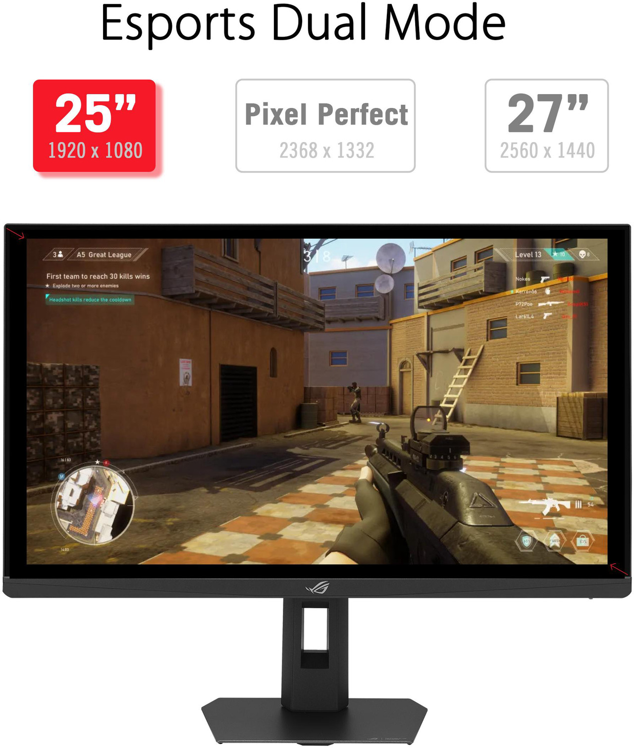 Open Box: ASUS ROG STRIX 27" QHD 2K 1440P 360Hz DUAL MODE to 25" Full HD IPS AMD FreeSync Premium & G-Sync Pulsar Technology HDR400 with Height Adjustable, Swivel, Pivot & Tilt Stand XG27AQNGV - Newegg.ca - Open Box condition - Image 23