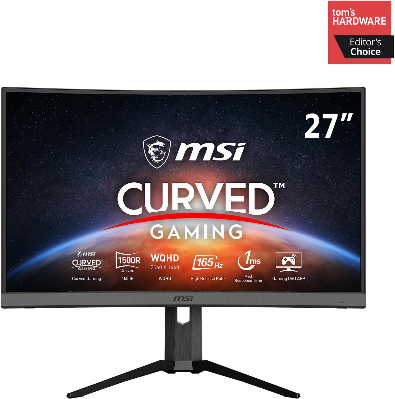 MSI Optix MAG272CQR 27" WQHD 2560 x 1440 2K Resolution 1ms (MPRT) 165Hz HDMI DisplayPort USB-C AMD FreeSync Anti-Flicker HDR Ready Backlit LED Height Adjustable Curved Gaming Monitor