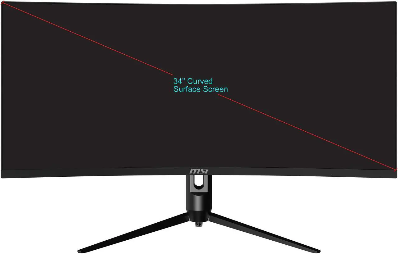Alt view image 2 of 20 - MSI Optix MAG342CQRV 34" UWQHD 3440 x 1440 (2K) 1ms (MPRT) 100Hz 2 x HDMI, DisplayPort AMD FreeSync Curved Gaming Monitor