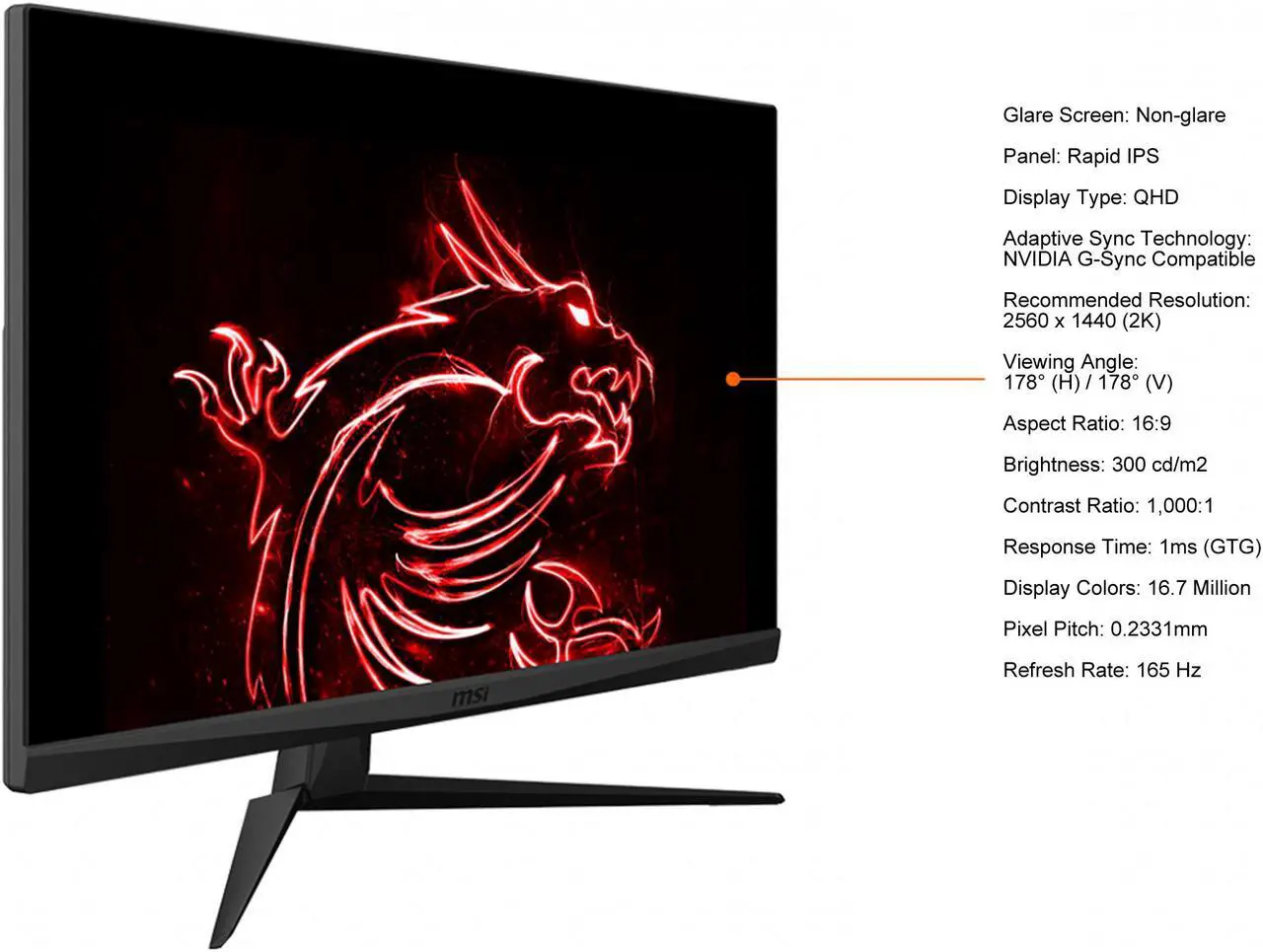 Alt view image 5 of 7 - MSI Optix G273QF 27" QHD 2560 x 1440 (2K) 1ms (GTG) 165 Hz 2 x HDMI, DisplayPort NVIDIA G-Sync Compatible Rapid IPS Gaming Monitor