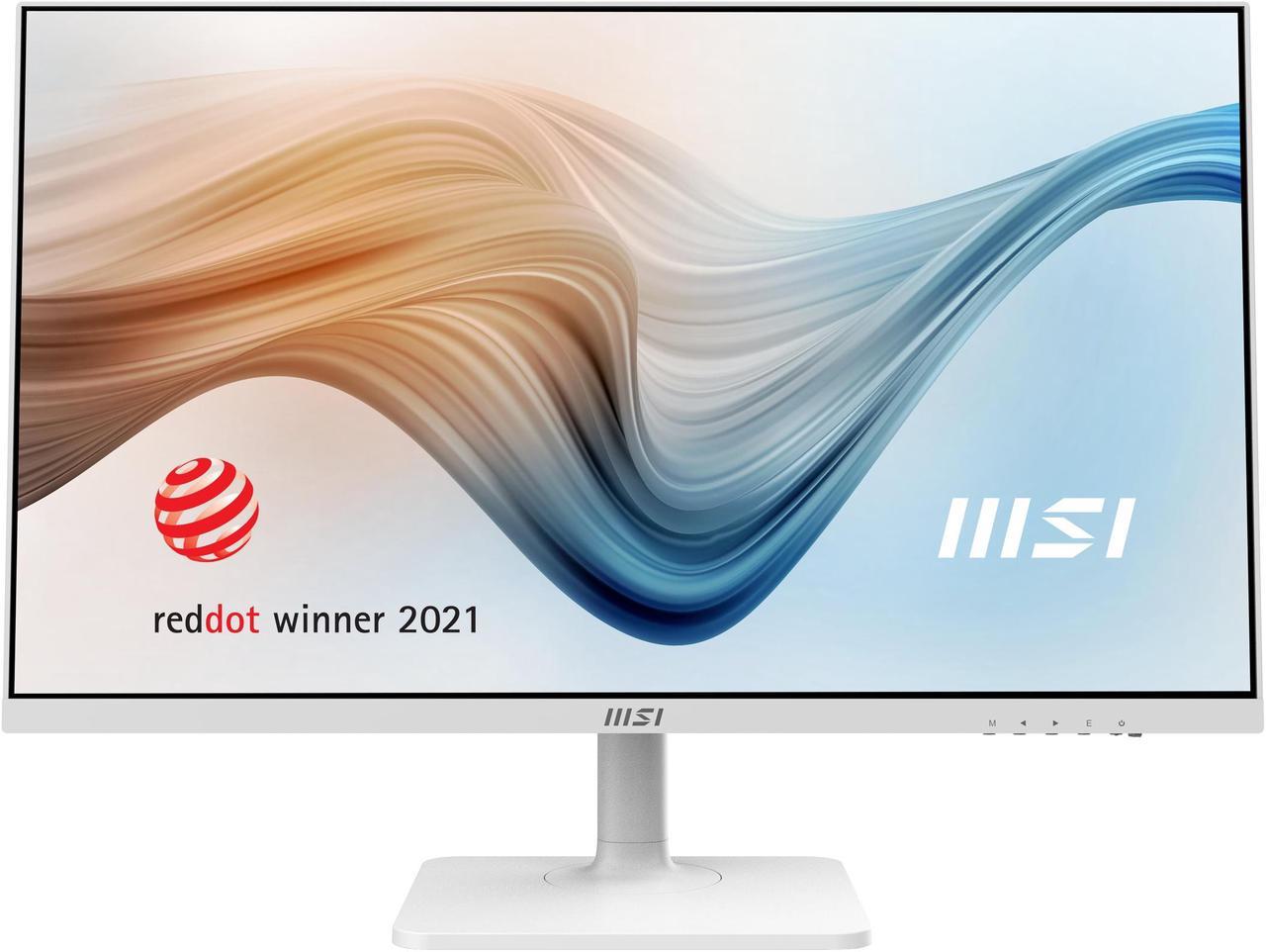 MSI Modern MD272PW, 27" Monitor, 1920 x 1080 (FHD), IPS, 75Hz, TUV Certified Eyesight Protection, 5ms, HDMI, Displayport, USB C, Tilt, Swivel, Height Adjustable, Pivot,White