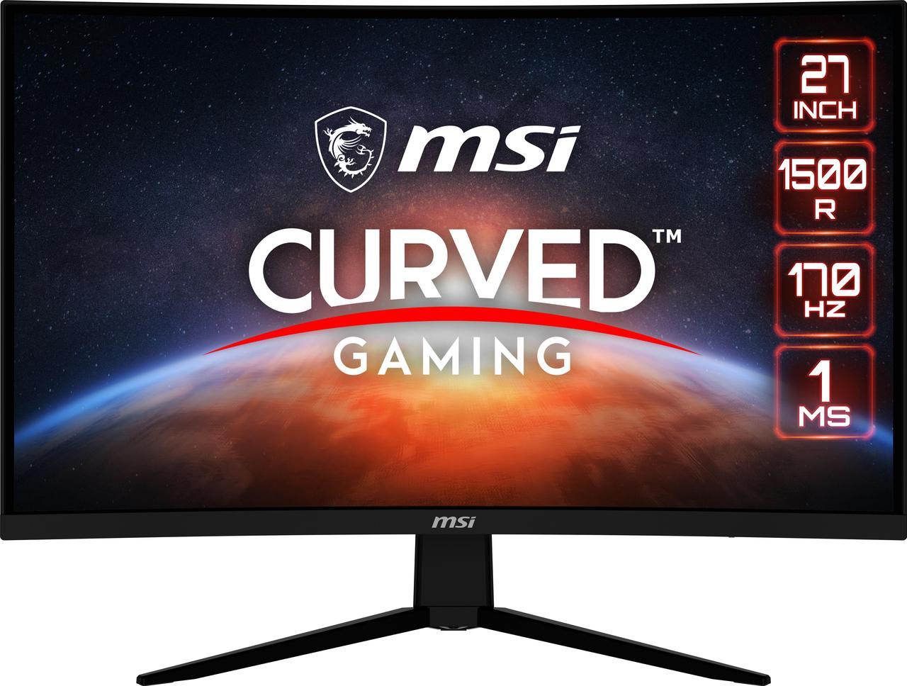 MSI G273CQ 27" QHD 2560 x 1440 (2K) 1ms (MPRT) / 4ms (GTG) 170 Hz FreeSync Premium Curved Gaming Monitor