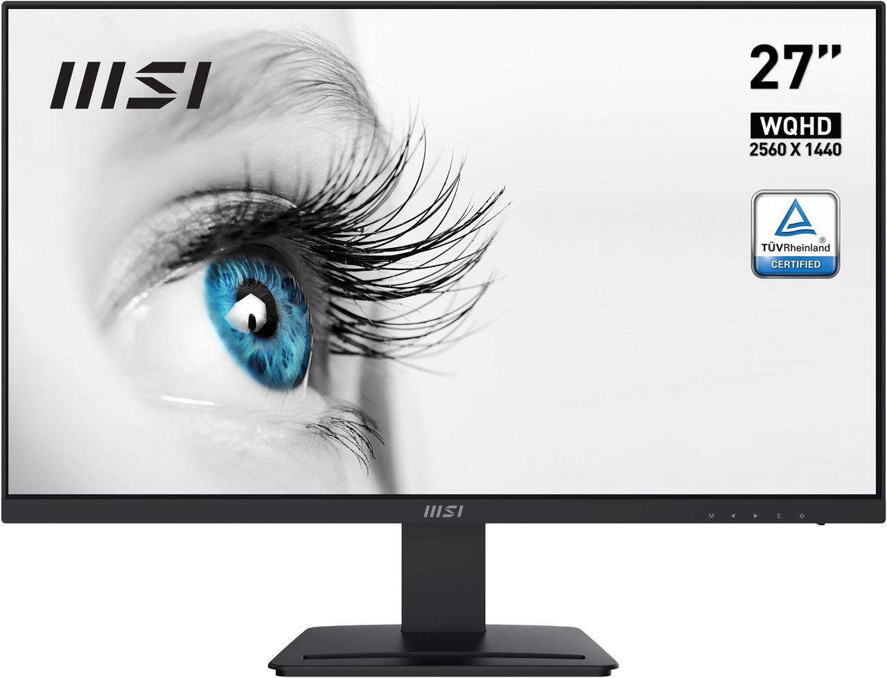 Alt view image 2 of 16 - MSI 27" 1ms (MPRT) / 4ms (GTG) 2560 x 1440(QHD) VA, 75Hz, TUV Certified Eyesight Protection, 1xDisplayport, 2xHDMI, Tilt, Black Pro MP273QV
