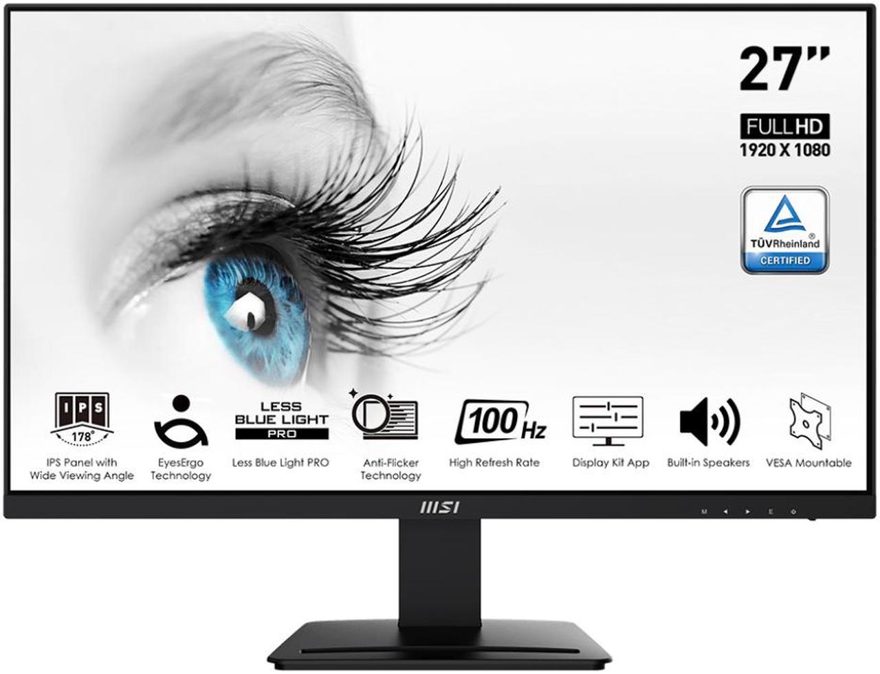 MSI 27" 100 Hz IPS FHD Gaming Monitor 1ms (MPRT) / 4ms (GTG) 1920 x 1080 106% sRGB (CIE 1976) Flat Panel Pro MP273A