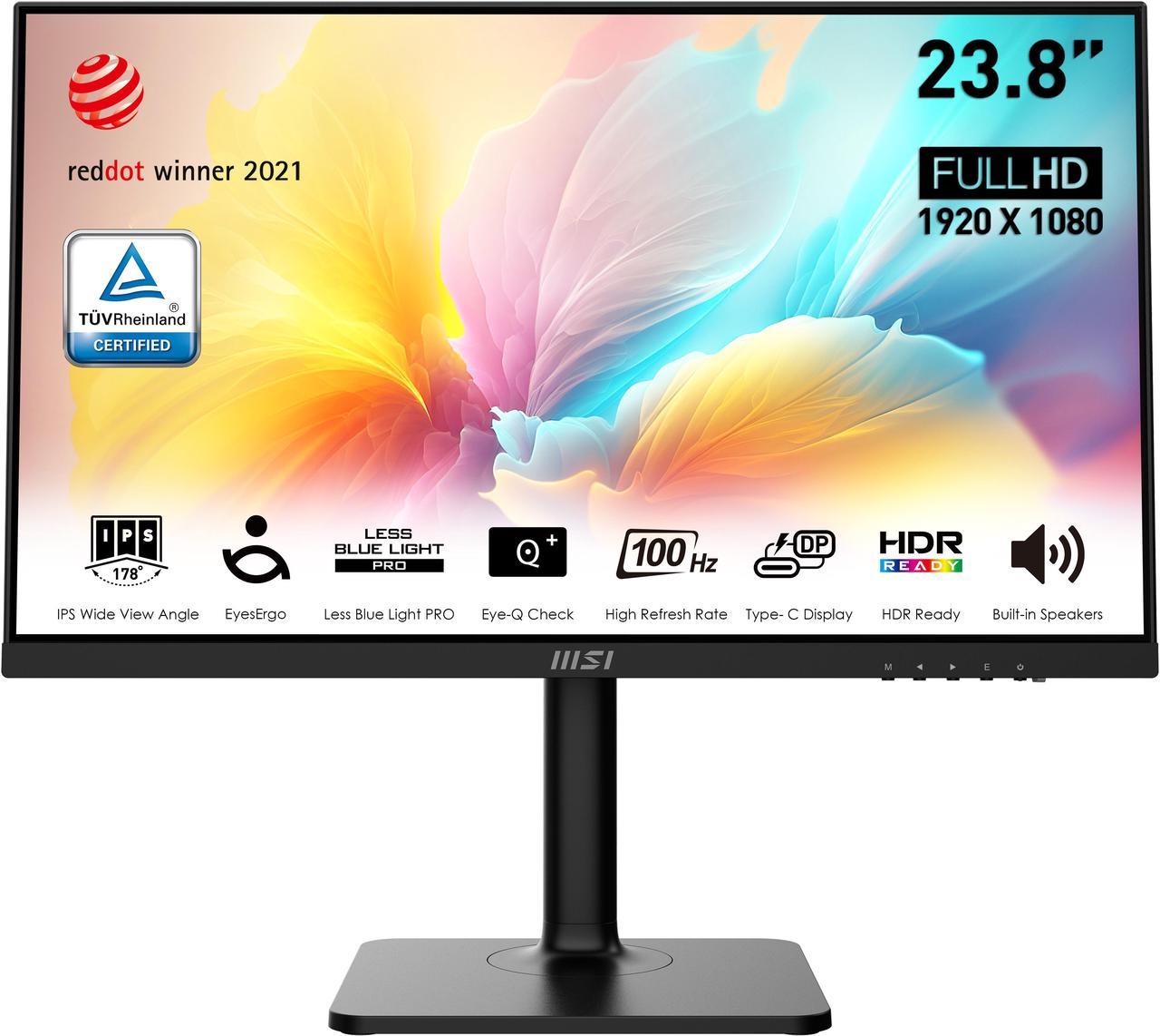 MSI 24" 100 Hz IPS FHD Monitor 1ms (MPRT) / 4ms (GTG) 1920 x 1080 114% sRGB (CIE 1976) Flat Panel Modern MD2412P