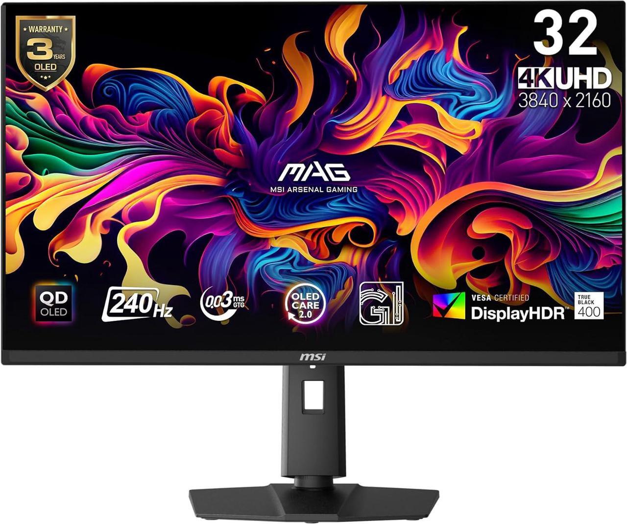 Main image of MSI MAG 321UPX QD-OLED 32" 16:9, QD-OLED Gaming Monitor, 240Hz 0.03ms, 3840 x 2160 (UHD), Height Adjustable Arm