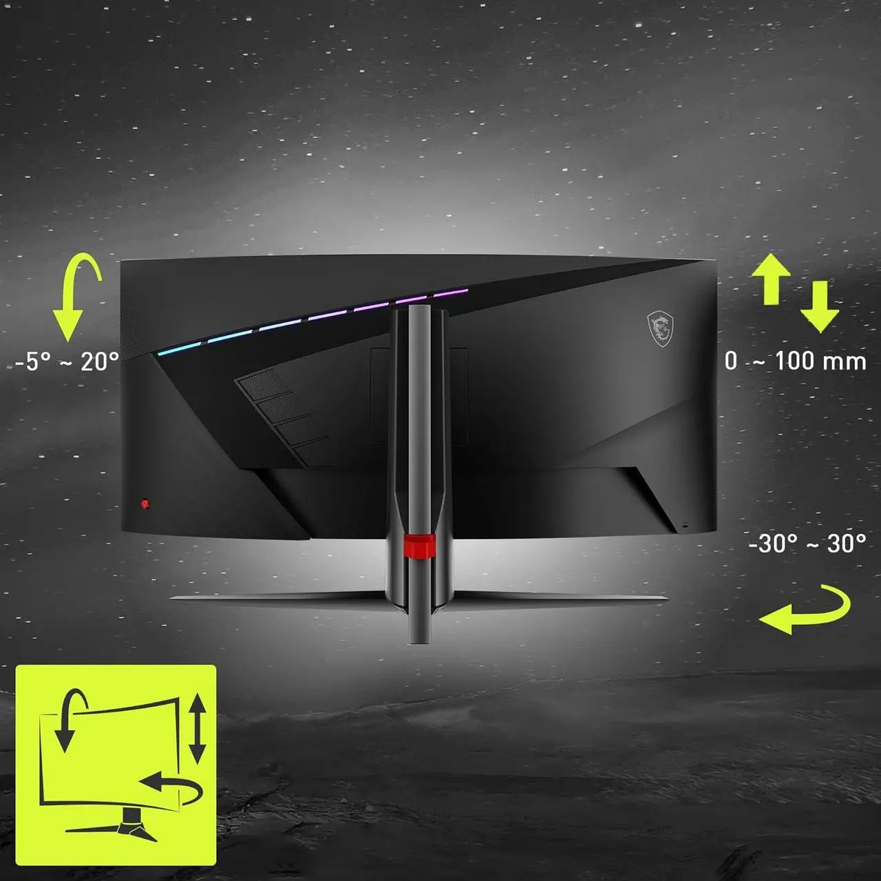 Alt view image 9 of 10 - MSI MAG345CQR UWQHD(3440x1440) 34" 180Hz VA Curved Gaming Monitor w/ AMD FreeSync Premium, Dual HDMI, DisplayPort, Black