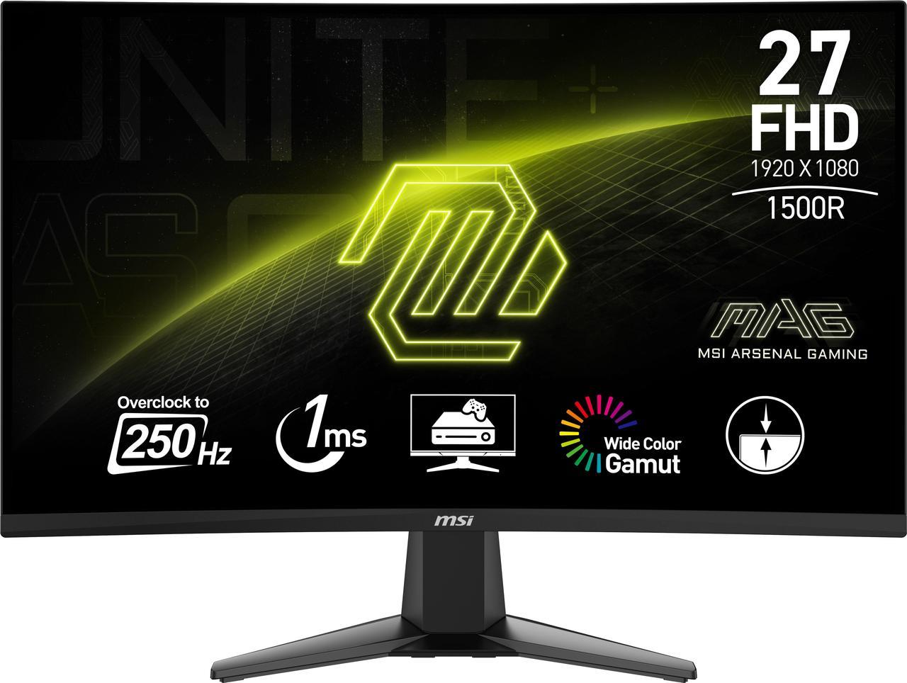 MSI 27" 250 Hz VA FHD Gaming Monitor 1920 x 1080 Adobe RGB / DCI-P3 / sRGB: 80% / 77% / 99% MAG27C6X