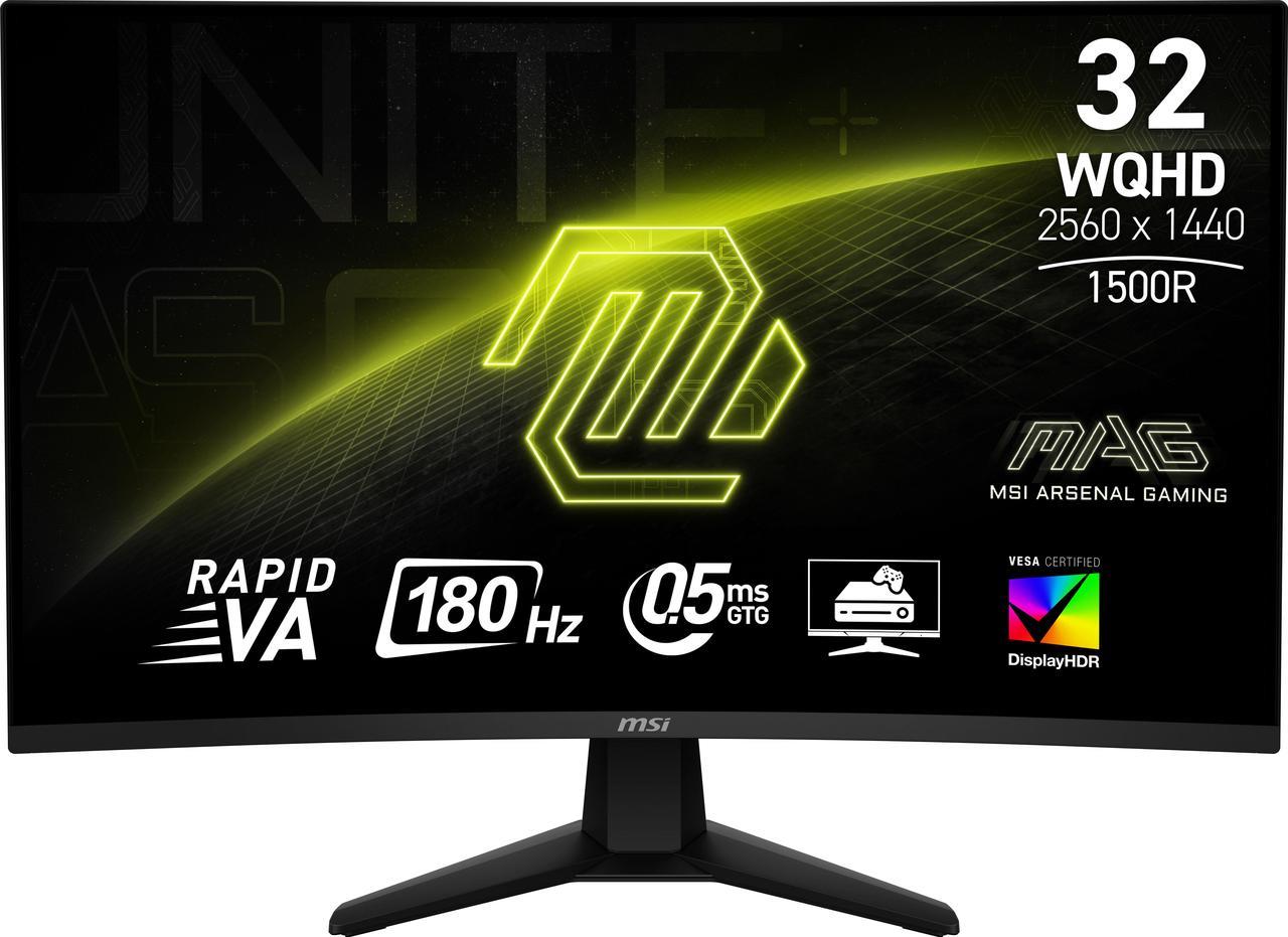 MSI 32" (31.5" Viewable) 180 Hz Rapid VA WQHD Gaming Monitor 2560 x 1440 (2K) 82% Adobe RGB / 78% DCI-P3 / 101% sRGB MAG 32CQ6F