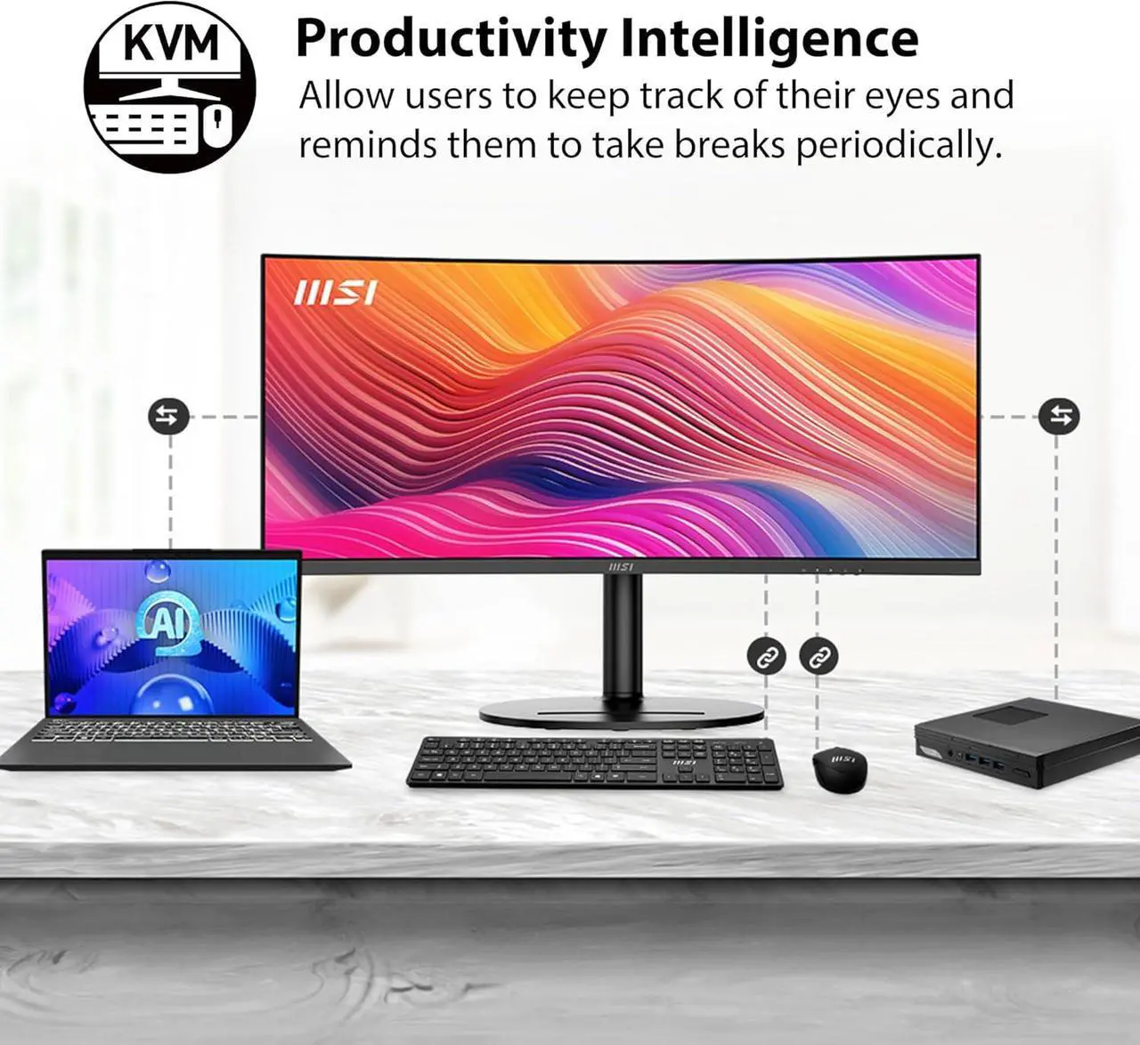 Alt view image 6 of 14 - MSI 34" 120 Hz VA UWQHD Monitor 1ms (MPRT) / 4ms (GTG) Adaptive-Sync Adobe RGB / DCI-P3 / sRGB: 92% / 95% / 119% Curved Modern MD342CQP