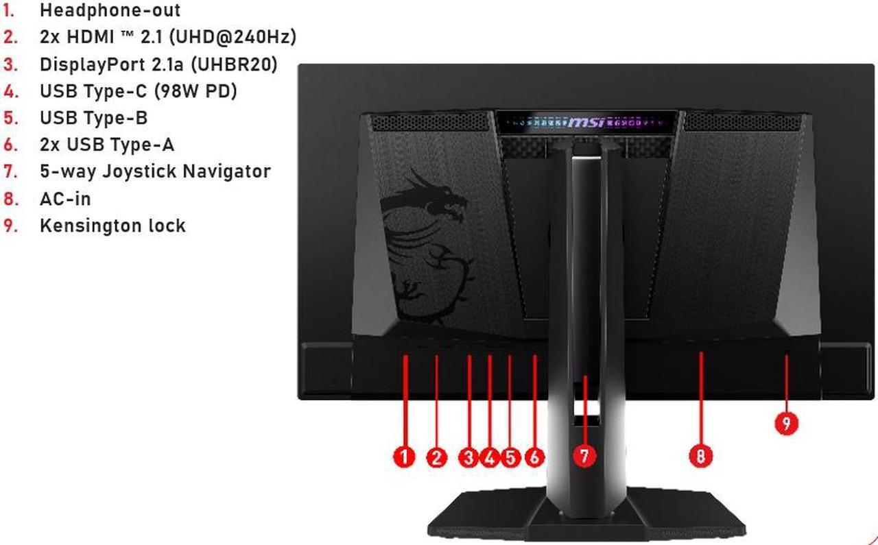 Alt view image 8 of 8 - MSI 27" 240 Hz QD-OLED UHD Gaming Monitor 3840 x 2160 (4K) MPG 272URX QD-OLED
