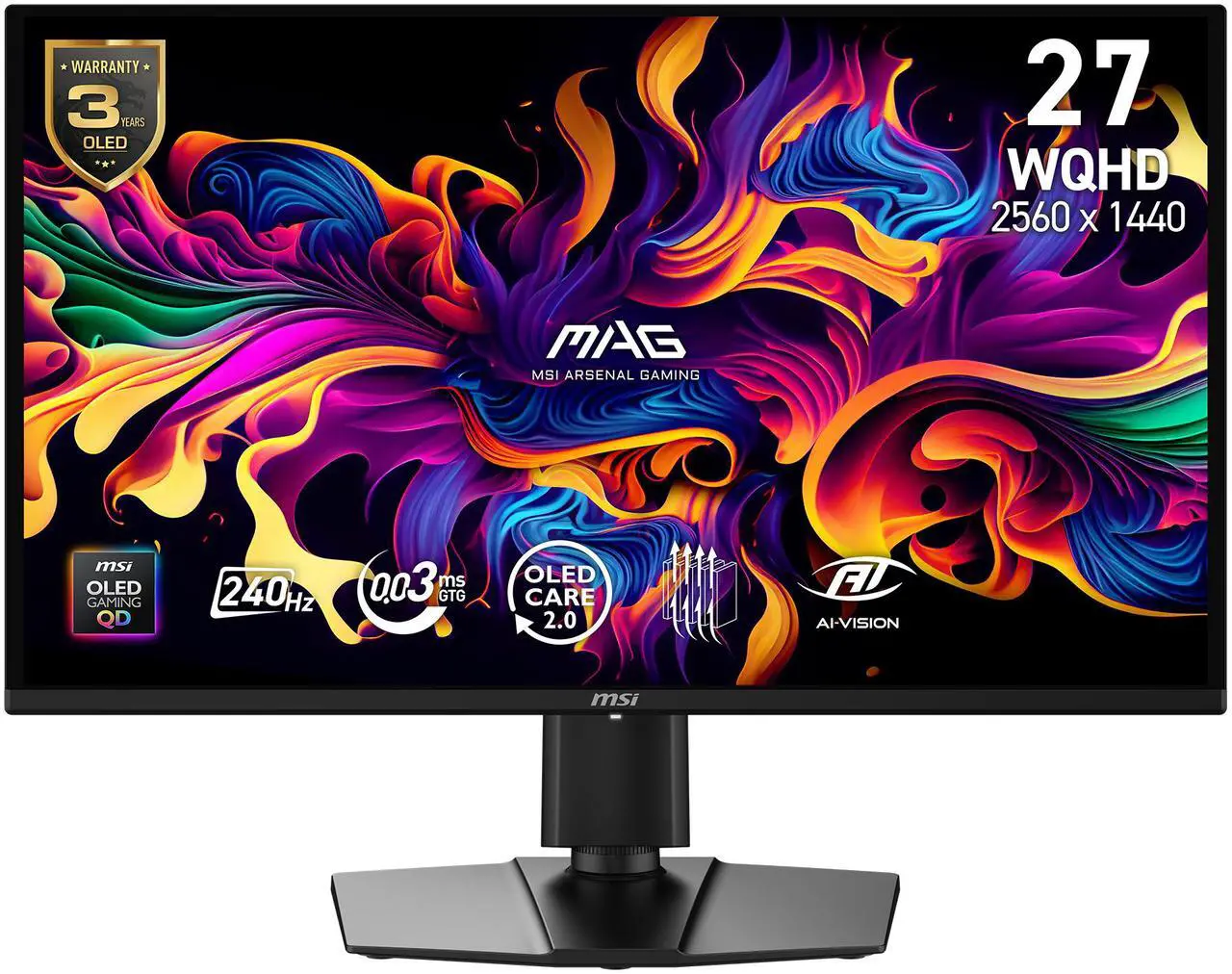MSI 27 inch WQHD 2K 1440P 240Hz with AMD Adaptive Sync 0.03ms OLED Gaming Computer Monitor