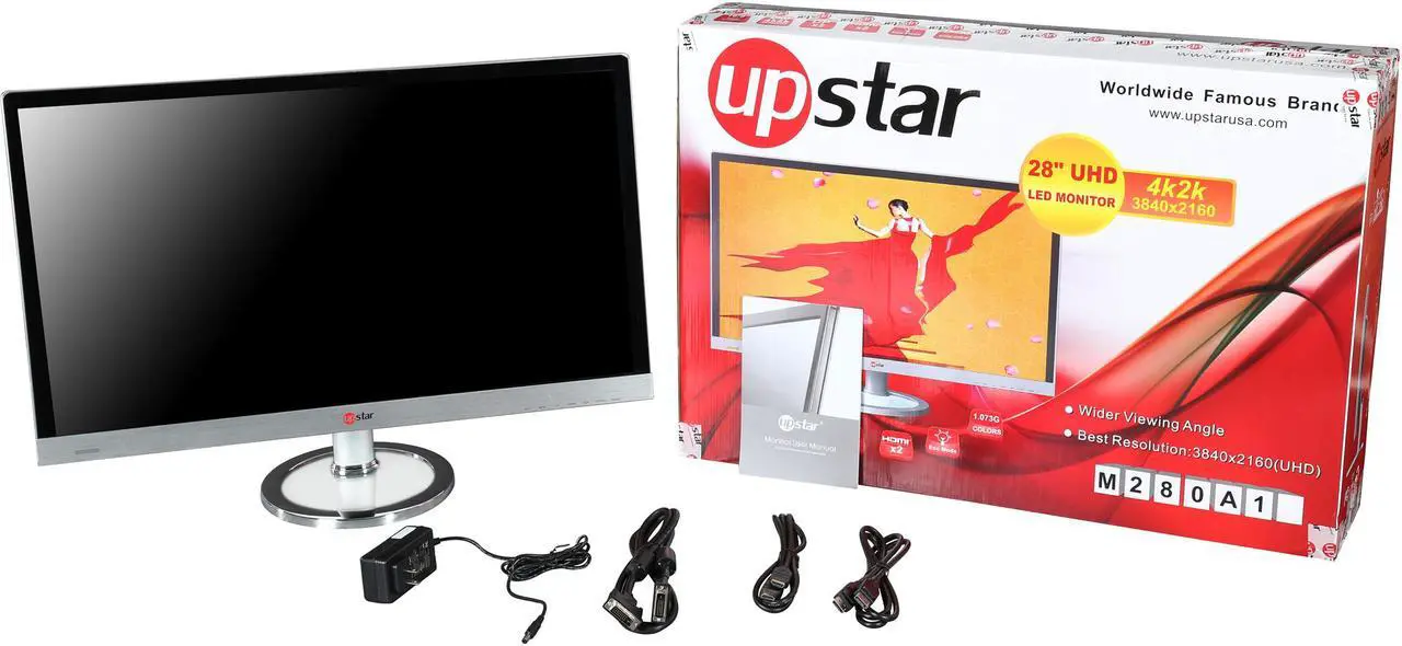 Alt view image 8 of 8 - UpStar M280A1 High Glossy Black + Hairline 28" 4K UHD HDMI  Display Port Widescreen Backlight LCD Monitor